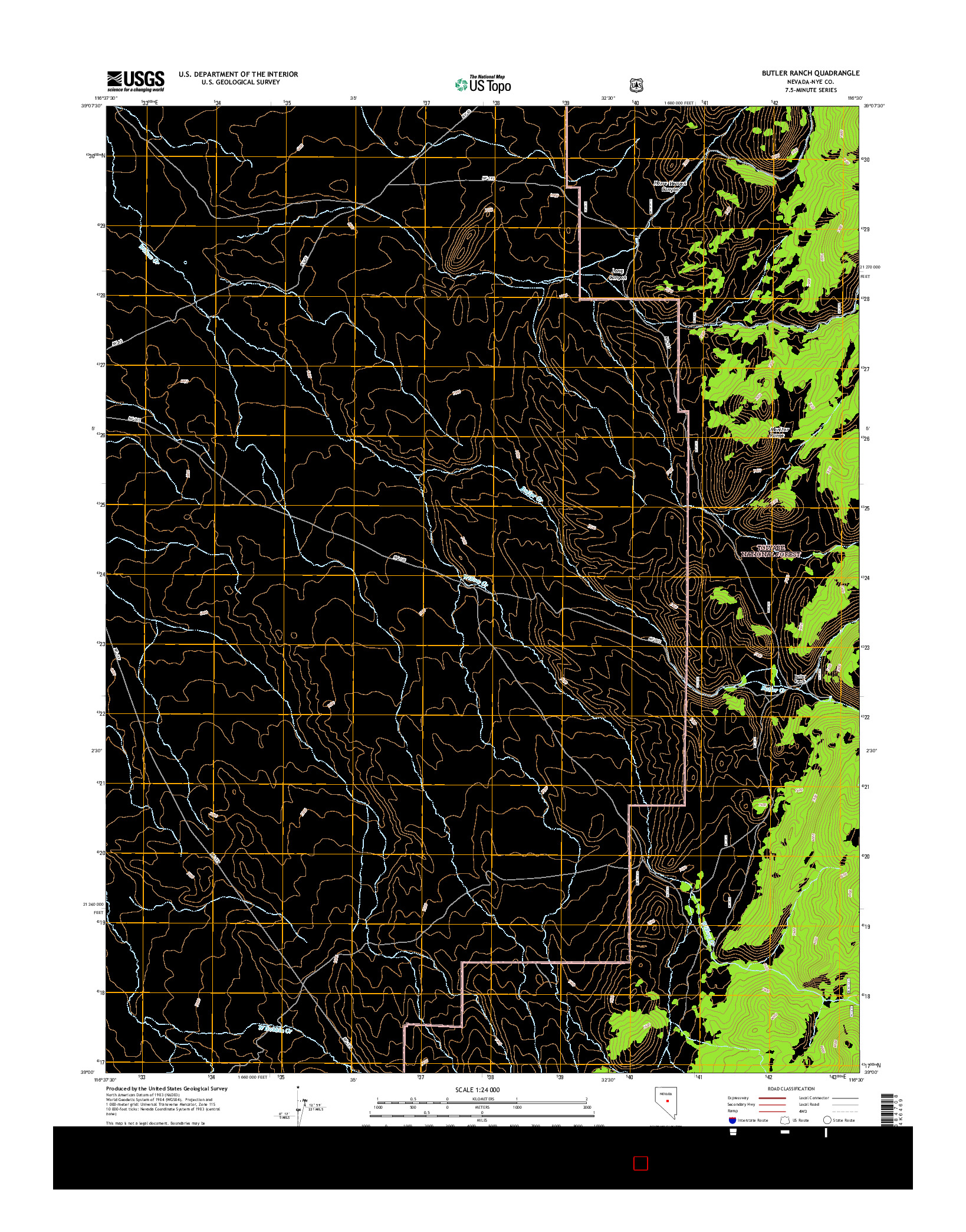 USGS US TOPO 7.5-MINUTE MAP FOR BUTLER RANCH, NV 2014