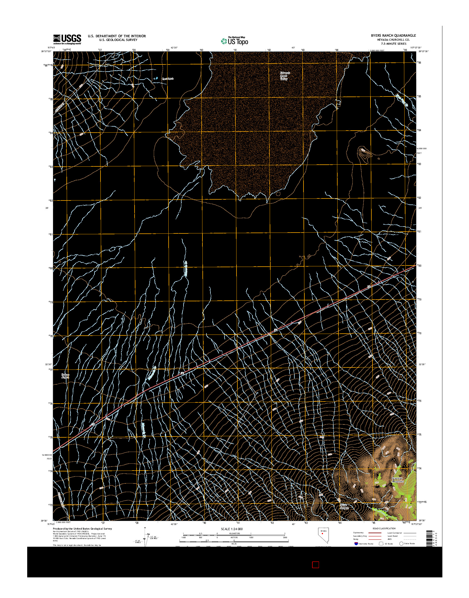 USGS US TOPO 7.5-MINUTE MAP FOR BYERS RANCH, NV 2014