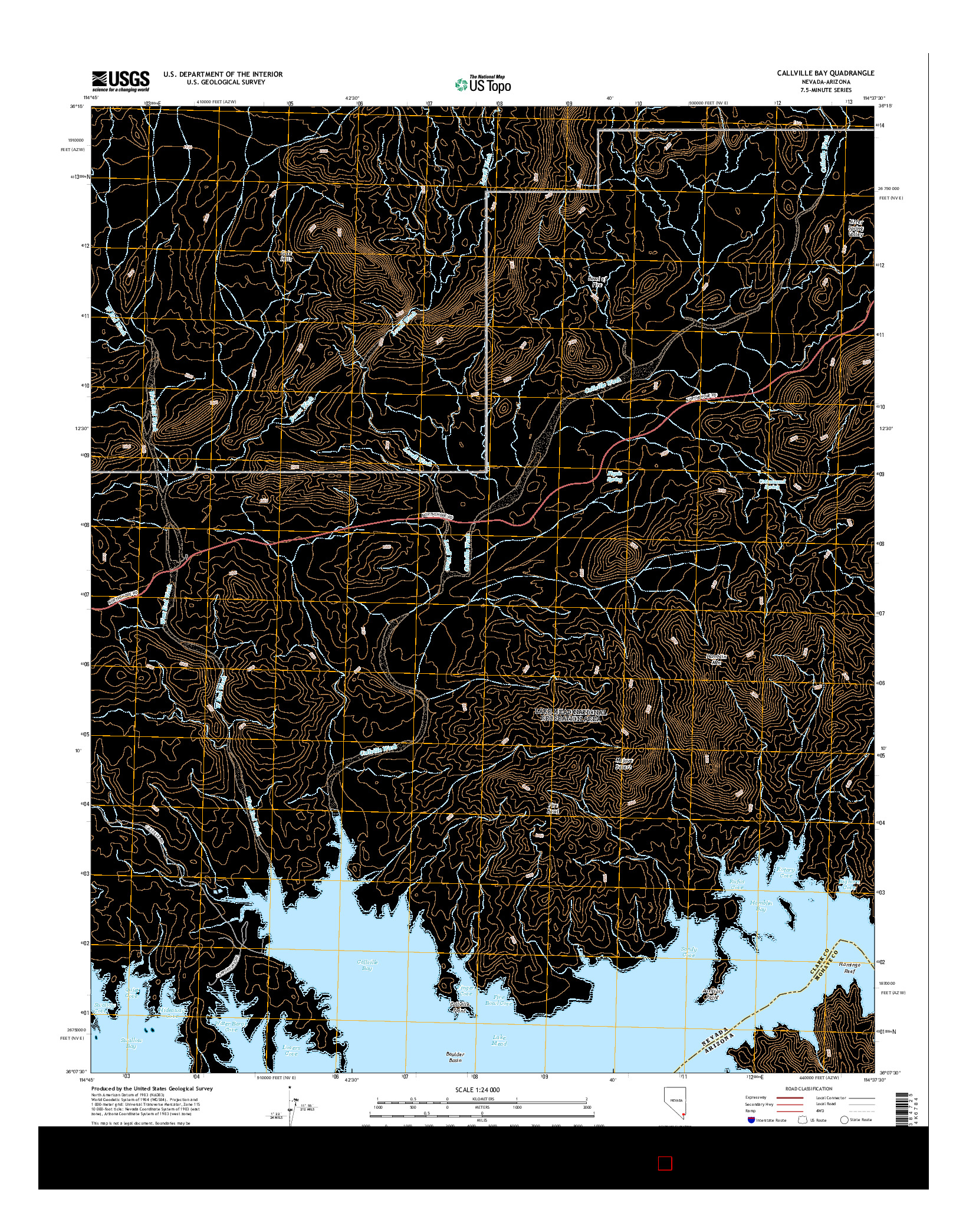 USGS US TOPO 7.5-MINUTE MAP FOR CALLVILLE BAY, NV-AZ 2014