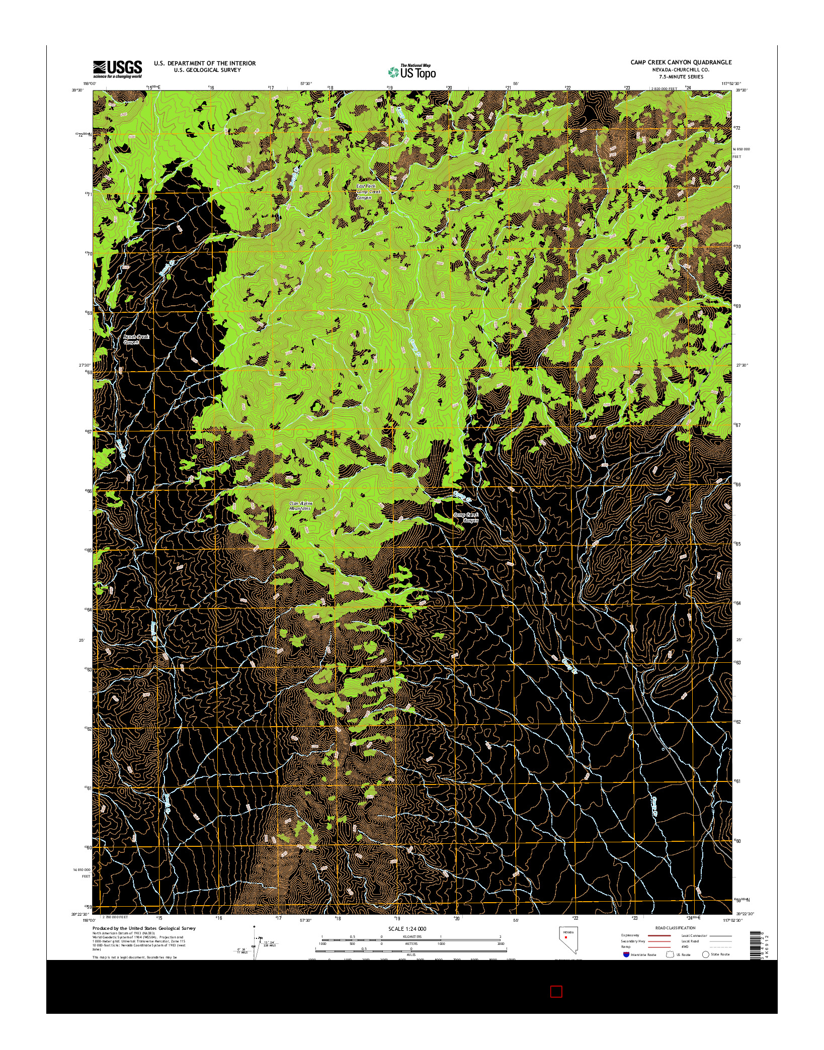 USGS US TOPO 7.5-MINUTE MAP FOR CAMP CREEK CANYON, NV 2014