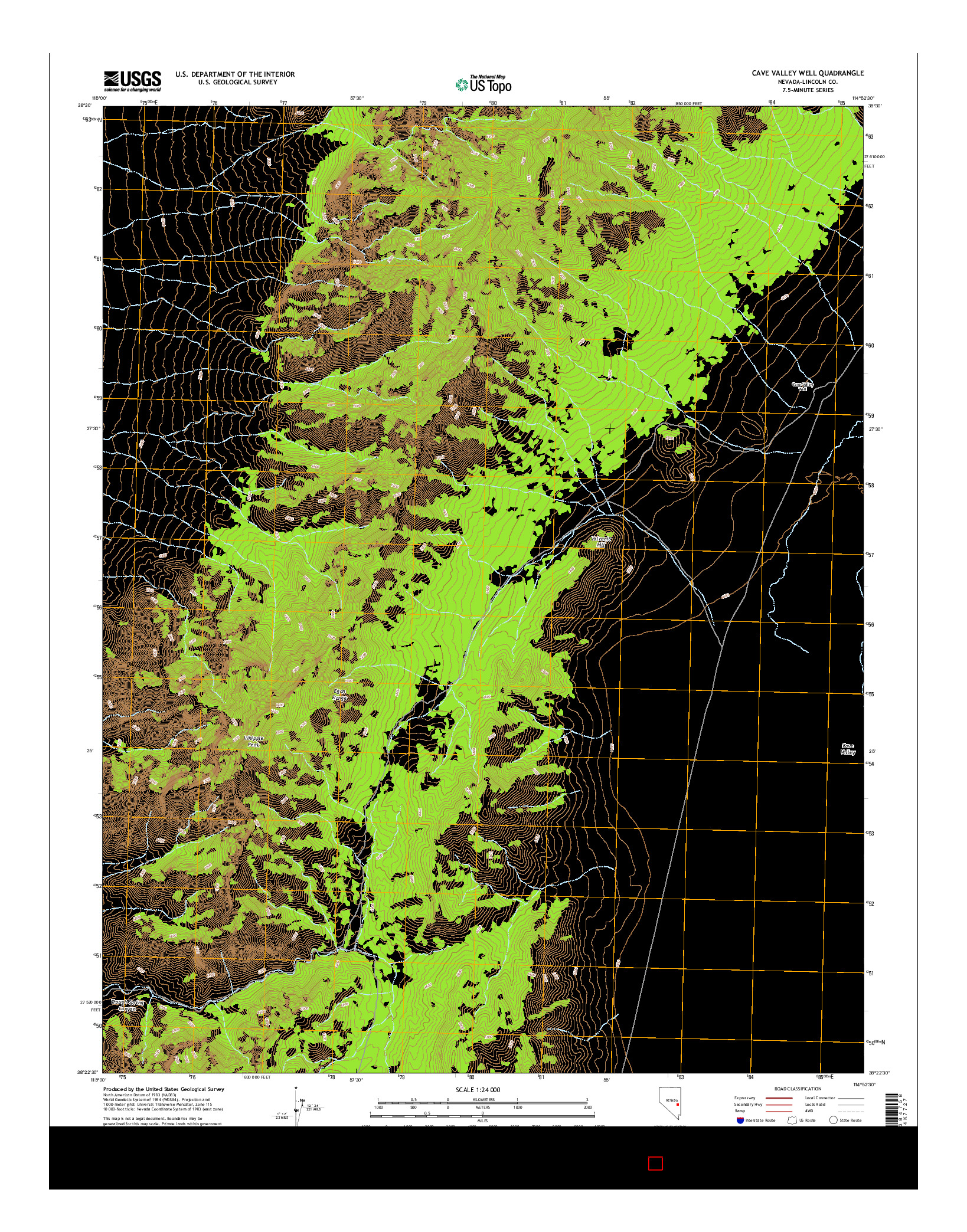USGS US TOPO 7.5-MINUTE MAP FOR CAVE VALLEY WELL, NV 2014