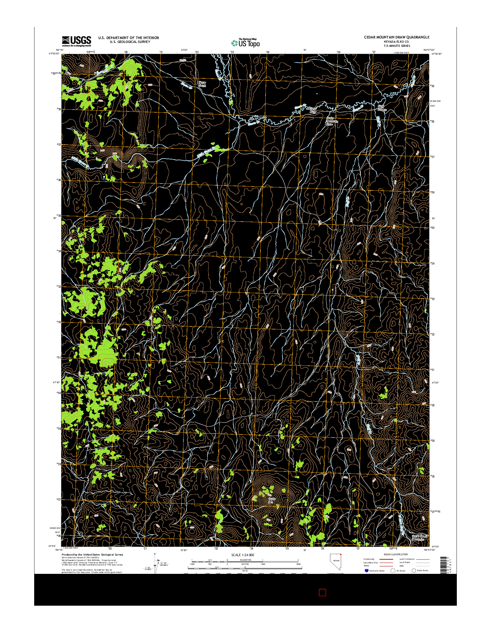 USGS US TOPO 7.5-MINUTE MAP FOR CEDAR MOUNTAIN DRAW, NV 2014
