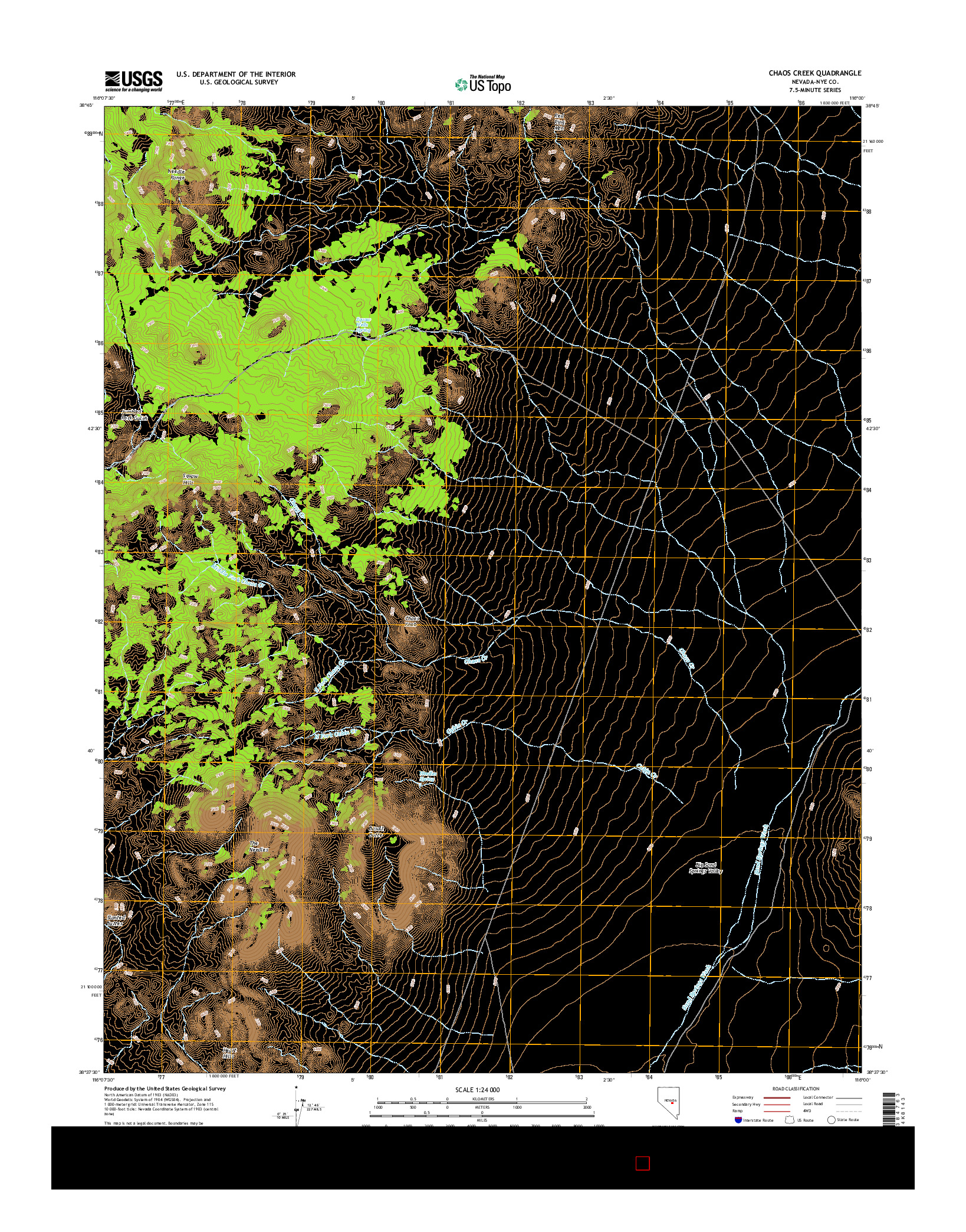 USGS US TOPO 7.5-MINUTE MAP FOR CHAOS CREEK, NV 2014