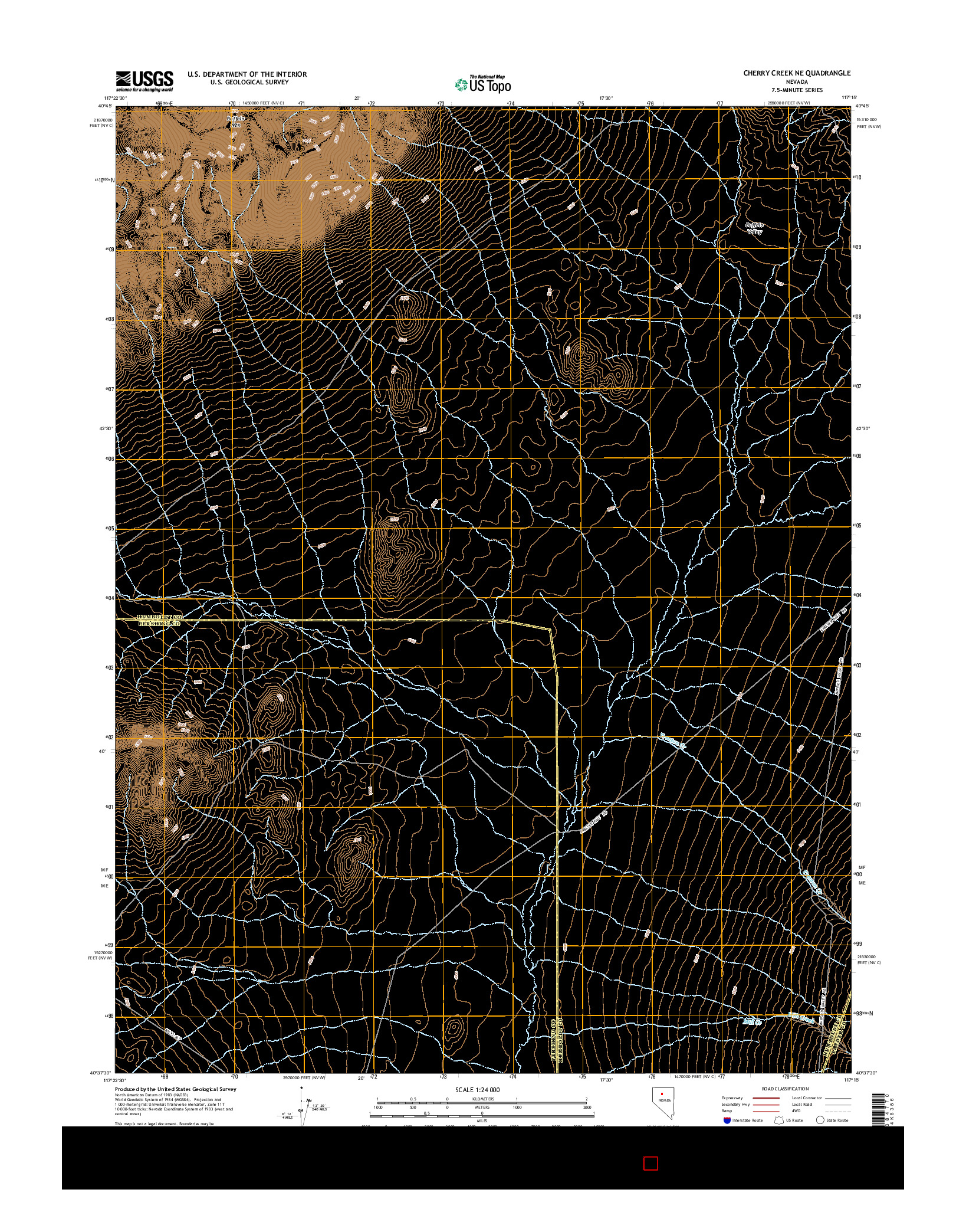 USGS US TOPO 7.5-MINUTE MAP FOR CHERRY CREEK NE, NV 2014