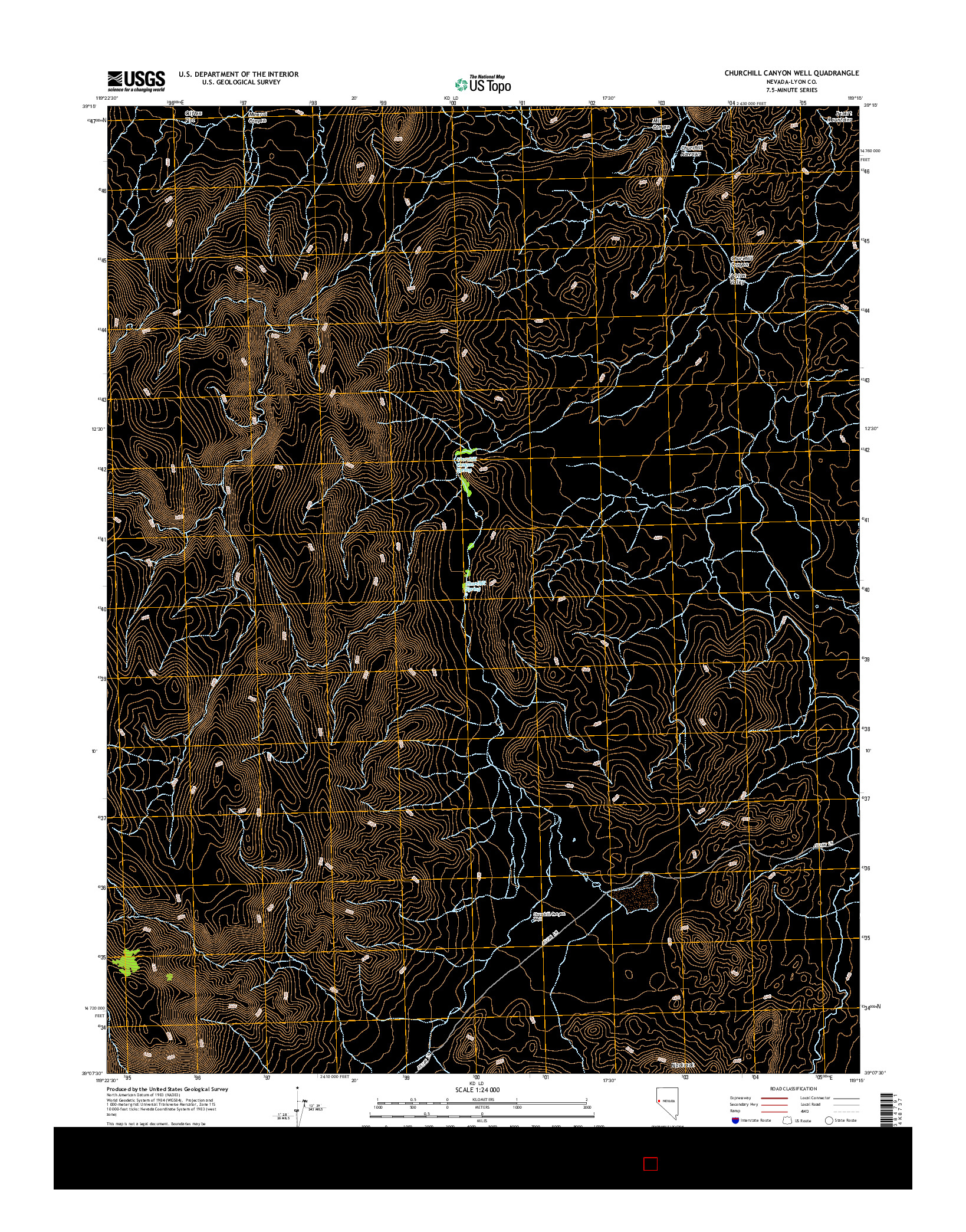 USGS US TOPO 7.5-MINUTE MAP FOR CHURCHILL CANYON WELL, NV 2014