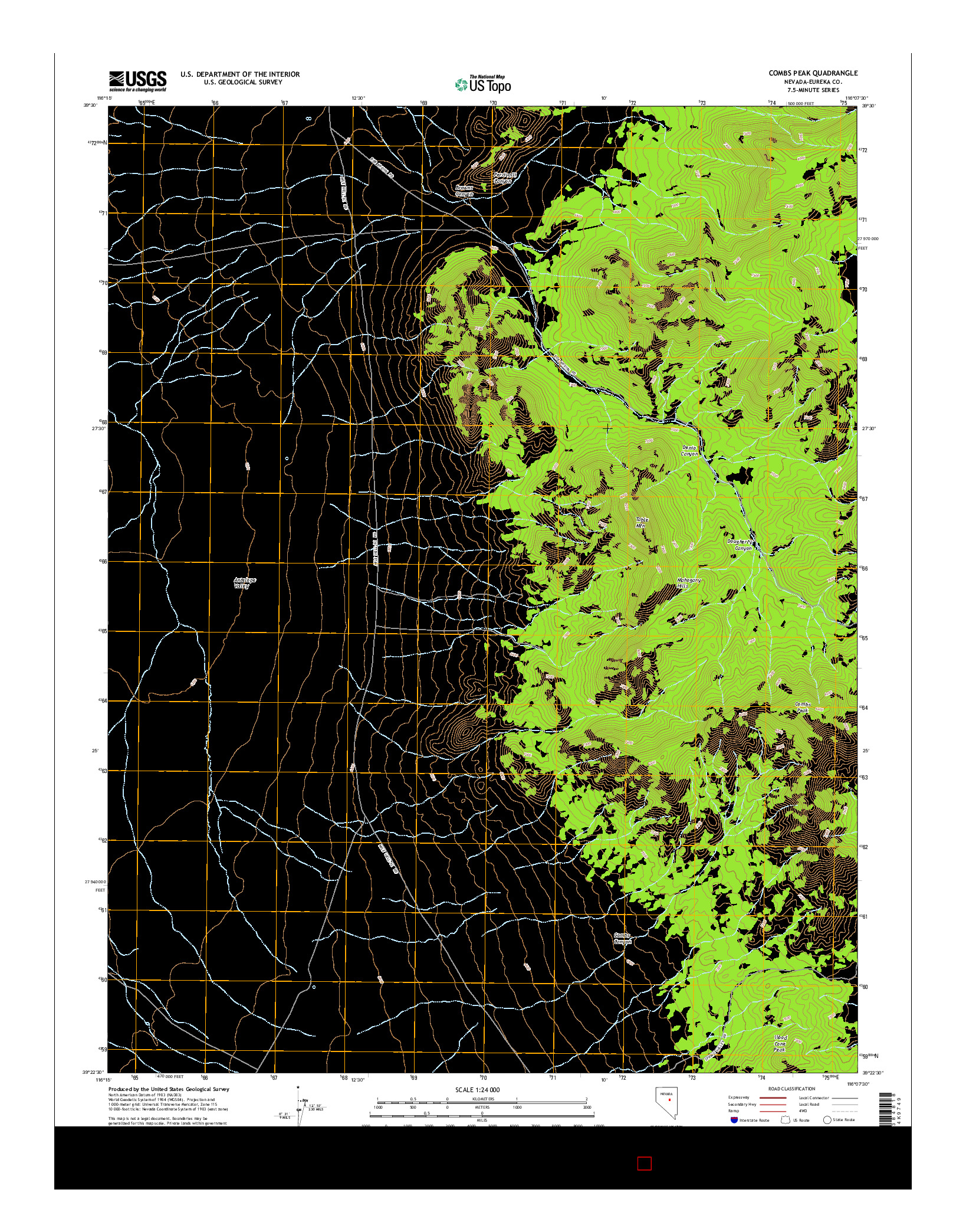 USGS US TOPO 7.5-MINUTE MAP FOR COMBS PEAK, NV 2014