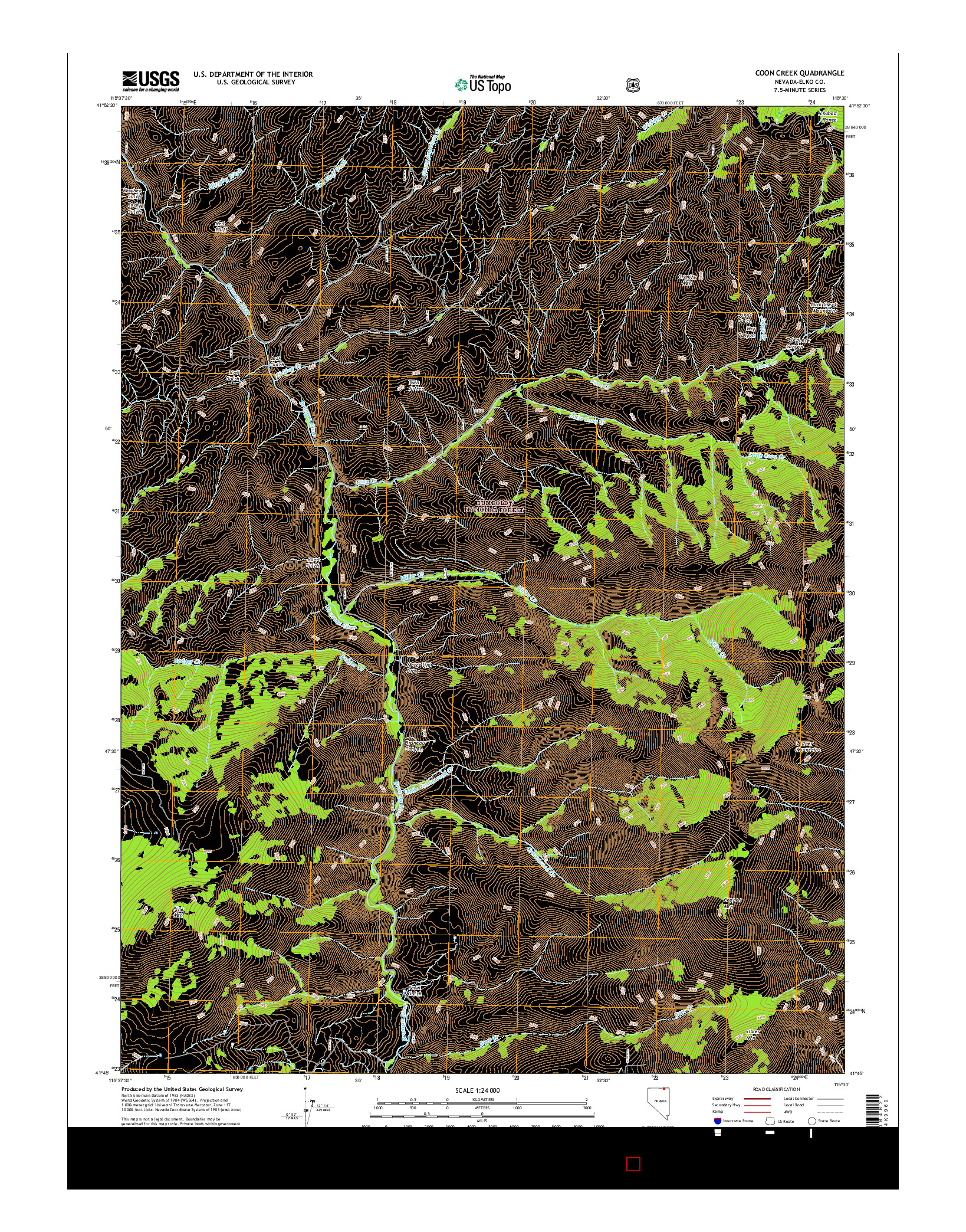 USGS US TOPO 7.5-MINUTE MAP FOR COON CREEK, NV 2014