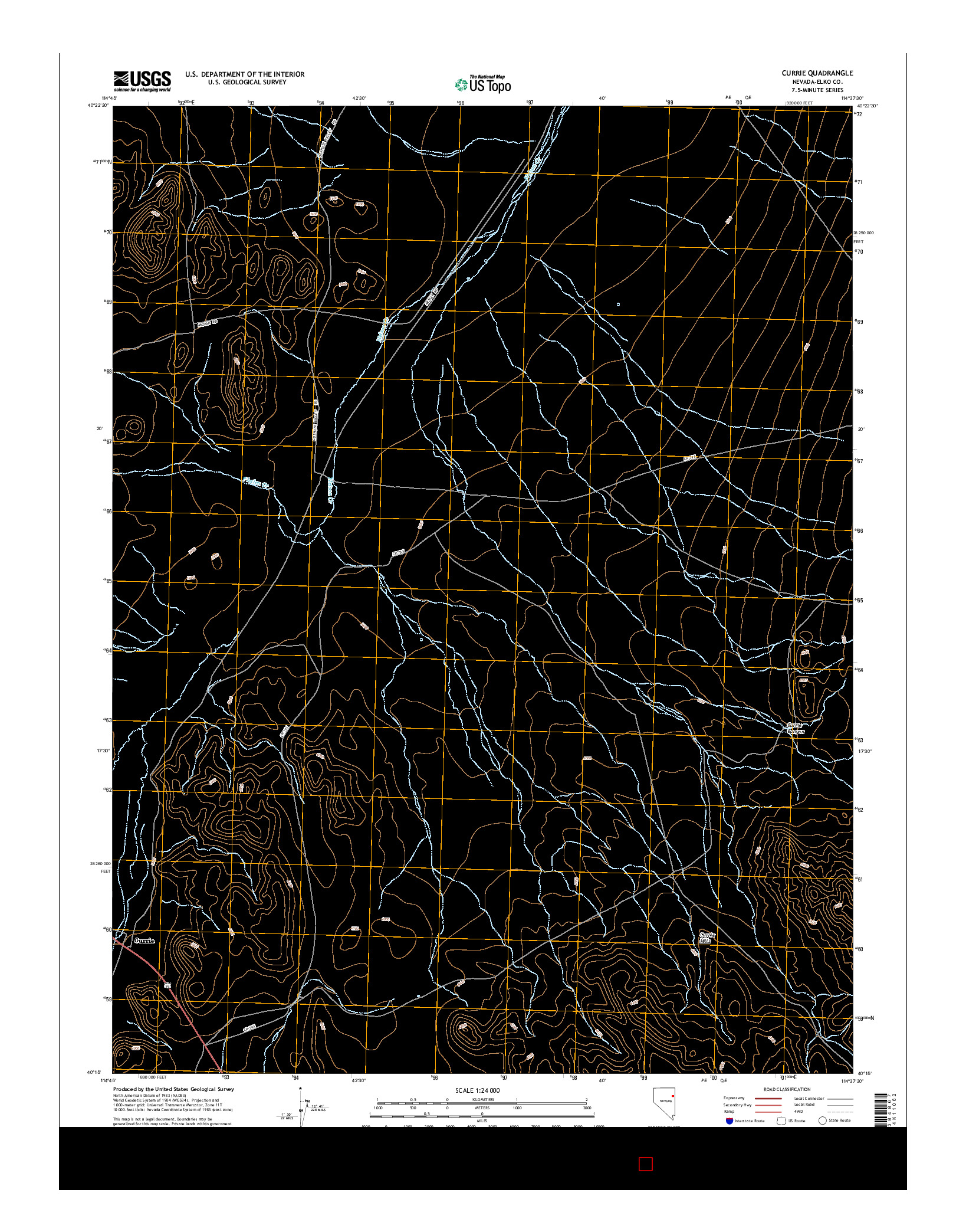 USGS US TOPO 7.5-MINUTE MAP FOR CURRIE, NV 2014