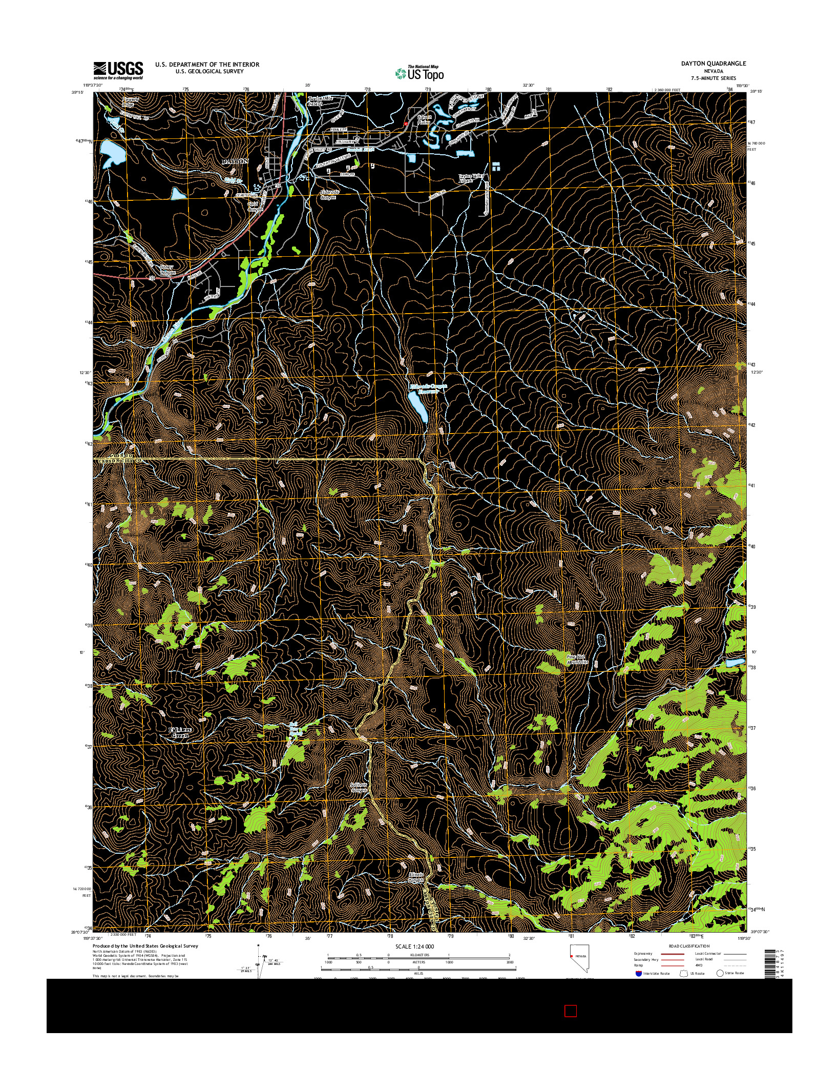 USGS US TOPO 7.5-MINUTE MAP FOR DAYTON, NV 2014