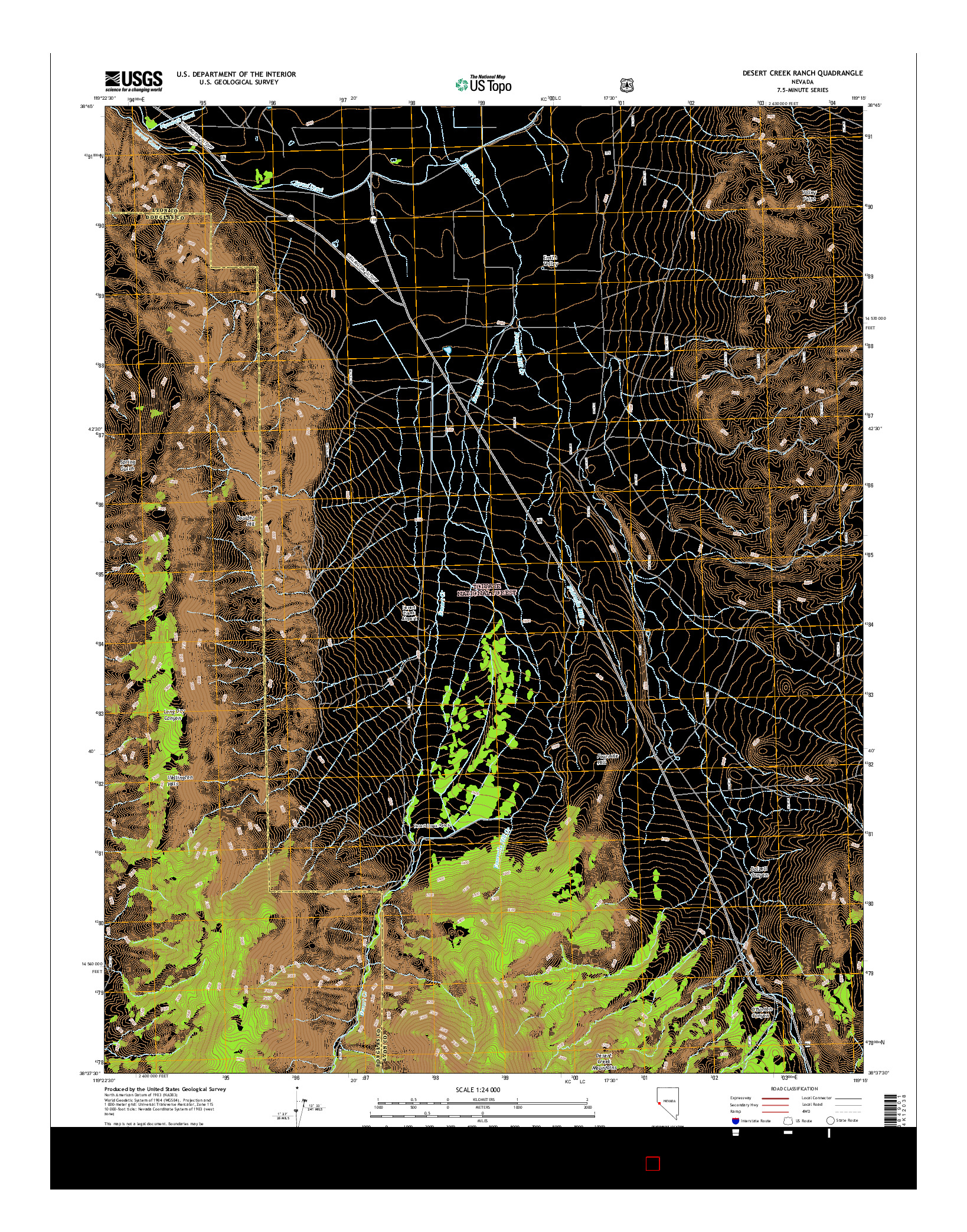 USGS US TOPO 7.5-MINUTE MAP FOR DESERT CREEK RANCH, NV 2014