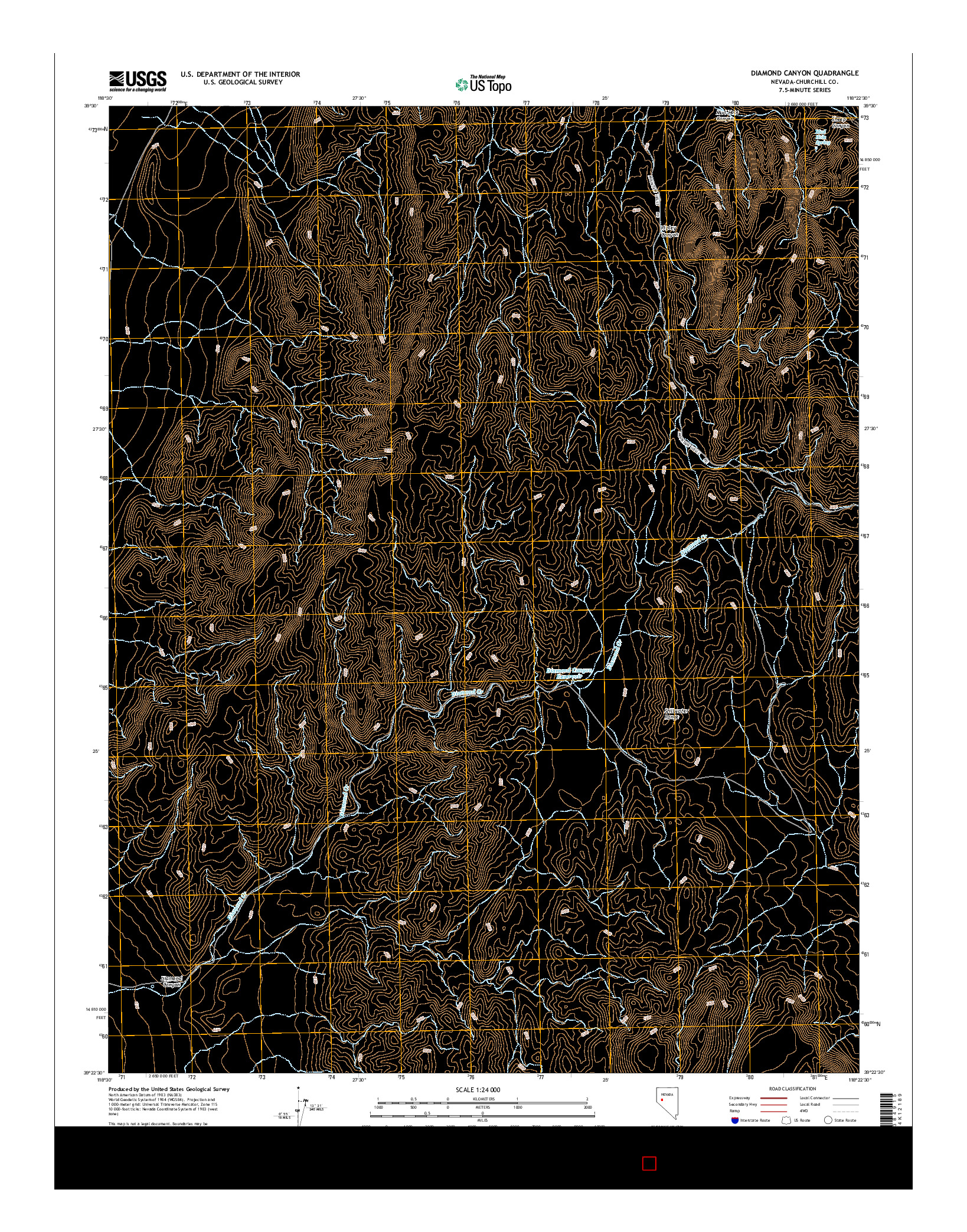 USGS US TOPO 7.5-MINUTE MAP FOR DIAMOND CANYON, NV 2014