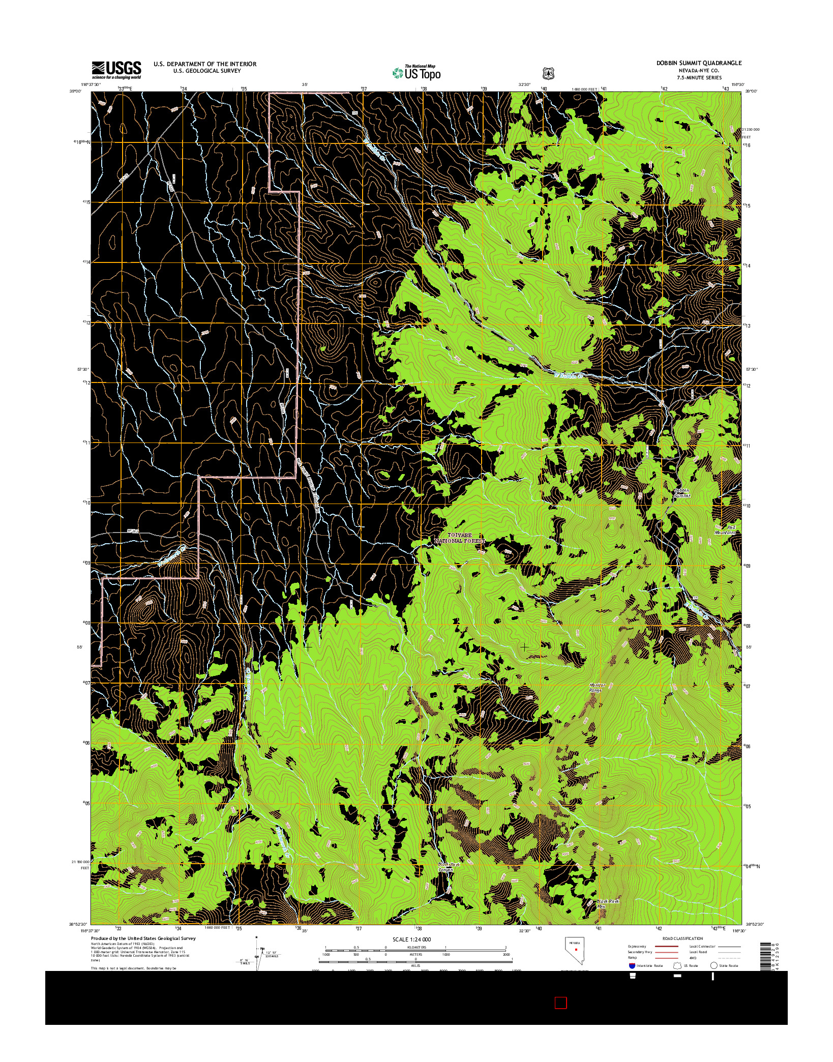 USGS US TOPO 7.5-MINUTE MAP FOR DOBBIN SUMMIT, NV 2014