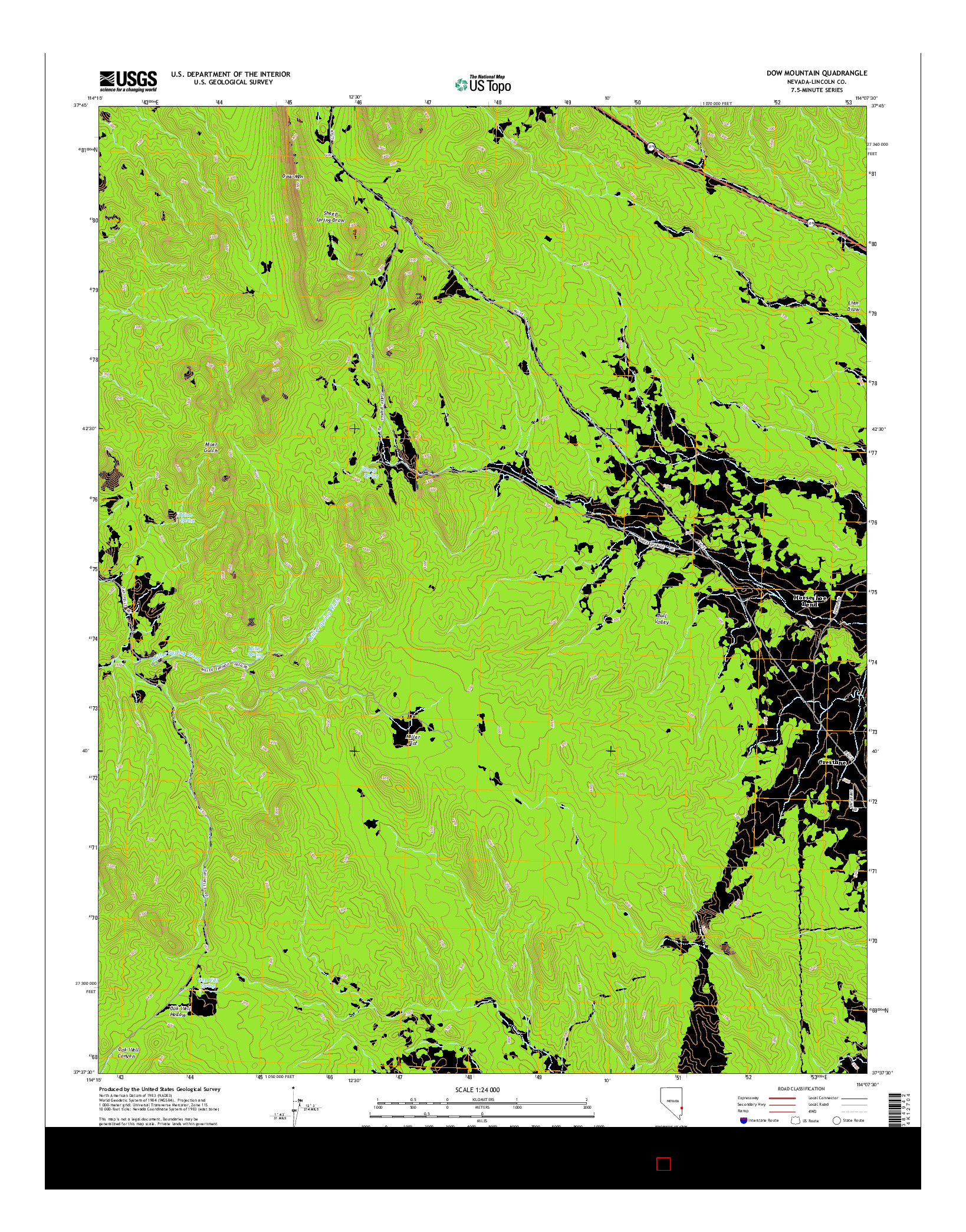 USGS US TOPO 7.5-MINUTE MAP FOR DOW MOUNTAIN, NV 2014