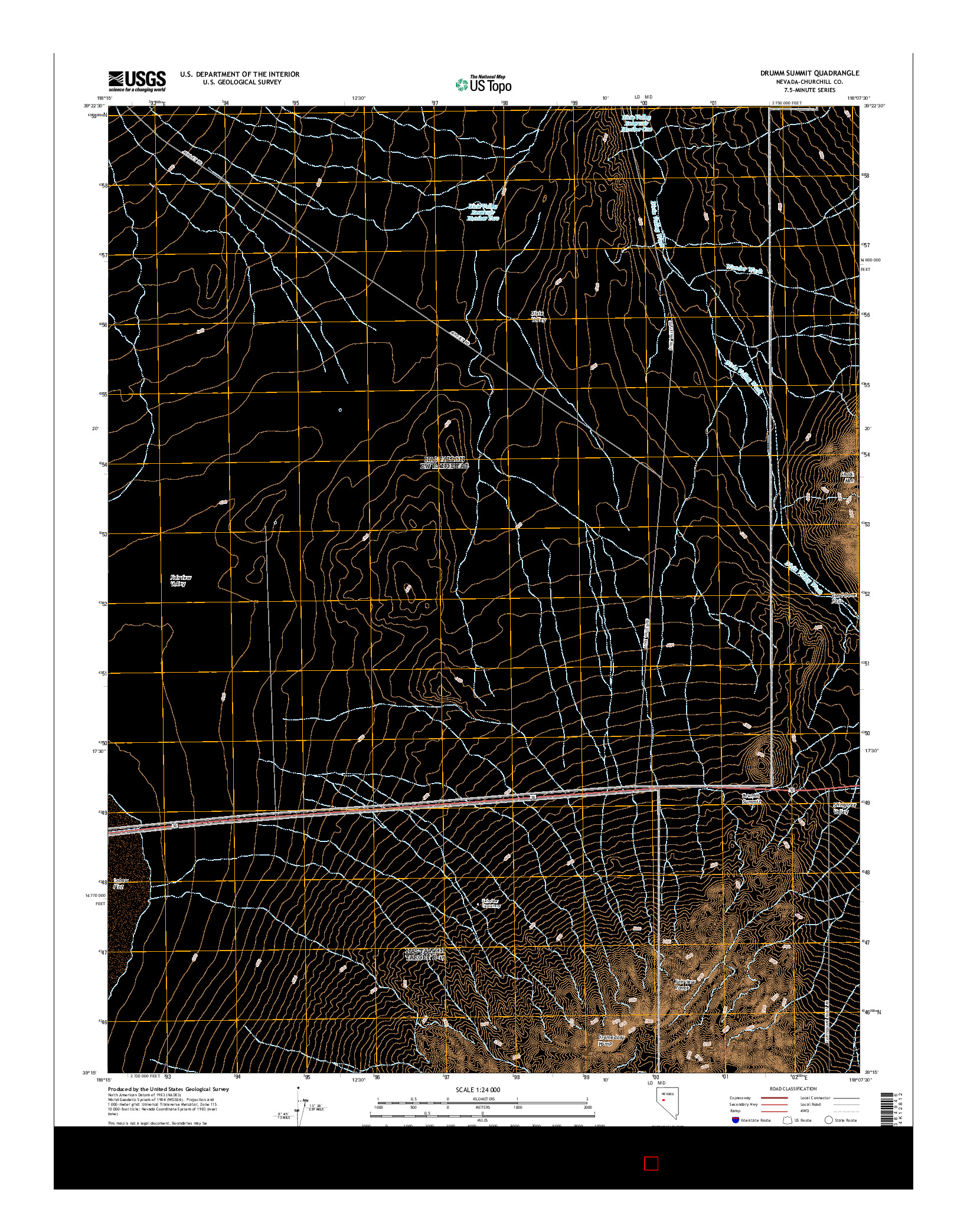 USGS US TOPO 7.5-MINUTE MAP FOR DRUMM SUMMIT, NV 2014