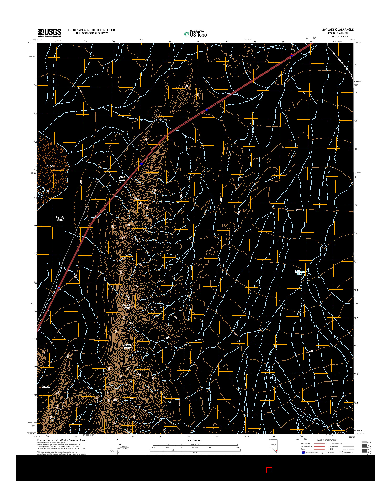 USGS US TOPO 7.5-MINUTE MAP FOR DRY LAKE, NV 2014