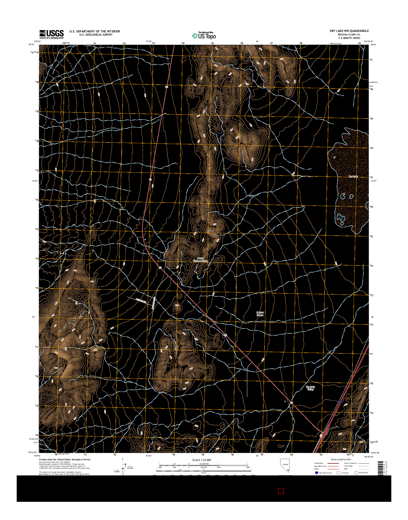 USGS US TOPO 7.5-MINUTE MAP FOR DRY LAKE NW, NV 2014