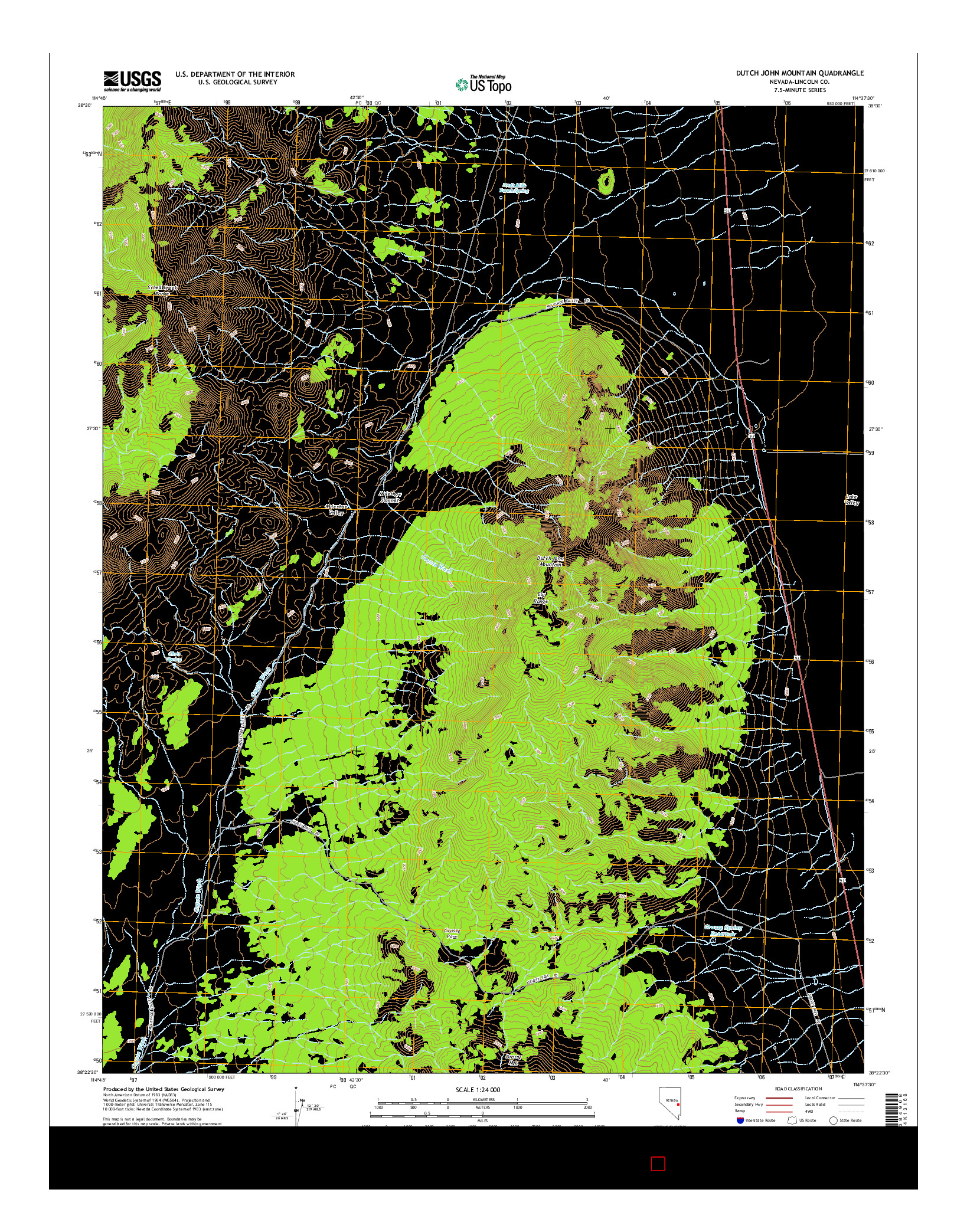 USGS US TOPO 7.5-MINUTE MAP FOR DUTCH JOHN MOUNTAIN, NV 2014