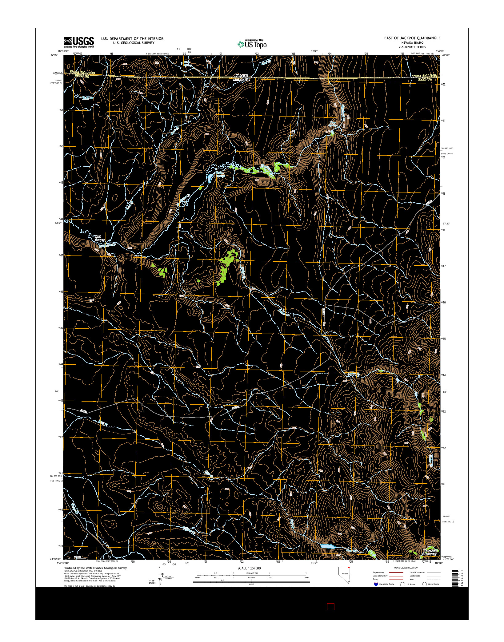 USGS US TOPO 7.5-MINUTE MAP FOR EAST OF JACKPOT, NV-ID 2014