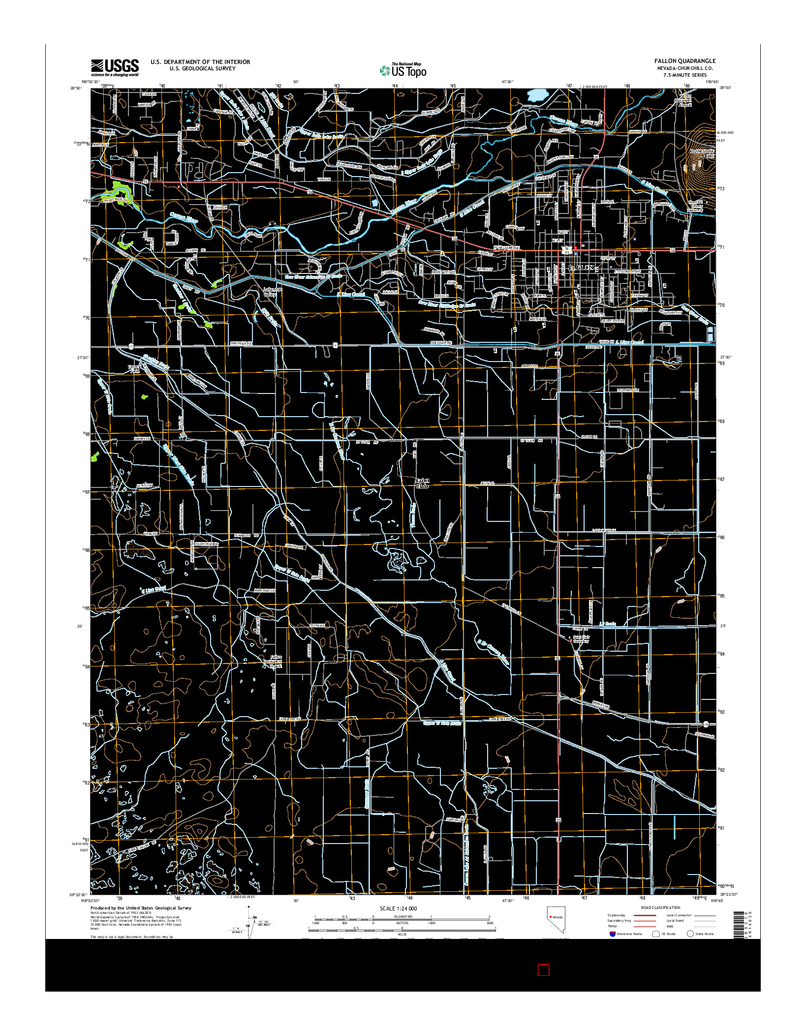 USGS US TOPO 7.5-MINUTE MAP FOR FALLON, NV 2014