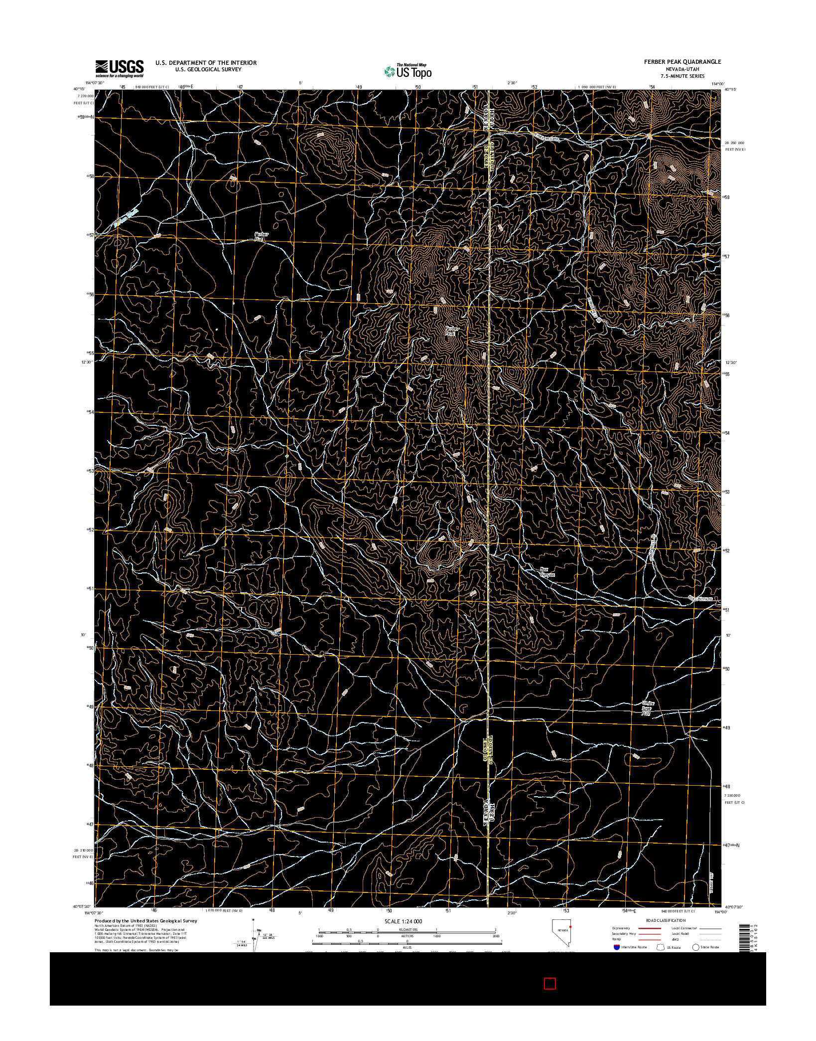 USGS US TOPO 7.5-MINUTE MAP FOR FERBER PEAK, NV-UT 2014