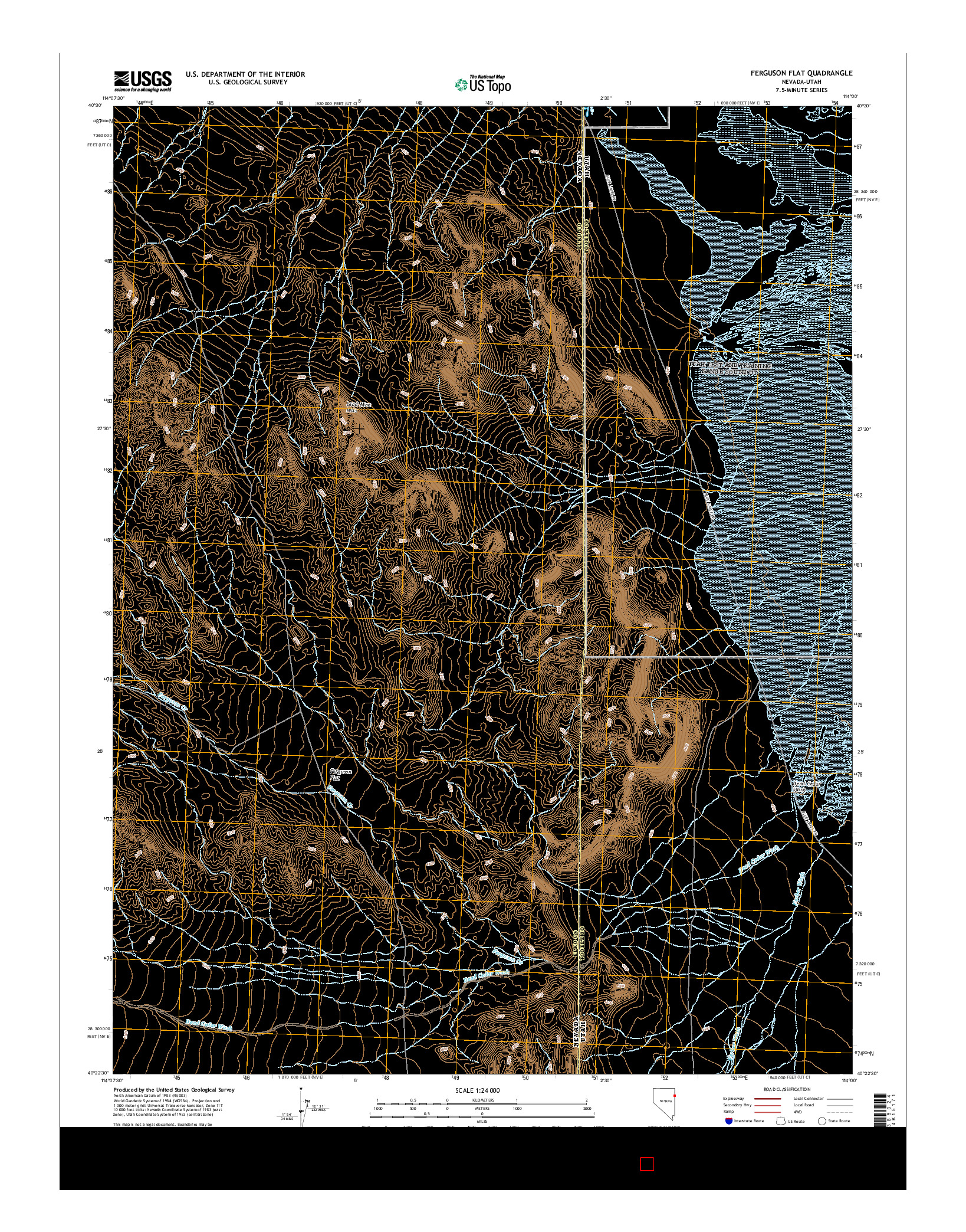 USGS US TOPO 7.5-MINUTE MAP FOR FERGUSON FLAT, NV-UT 2014
