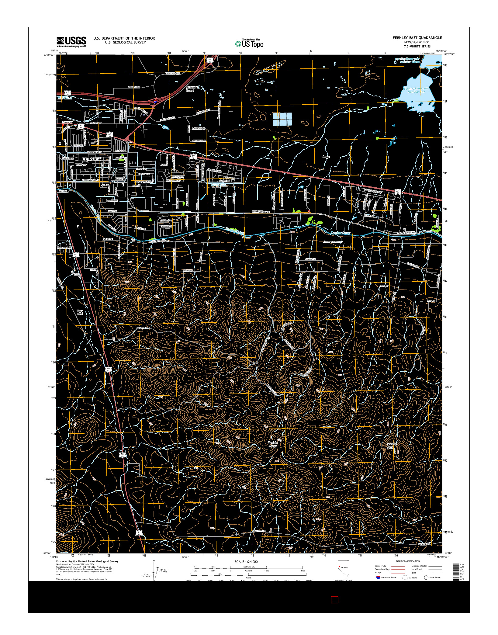 USGS US TOPO 7.5-MINUTE MAP FOR FERNLEY EAST, NV 2014