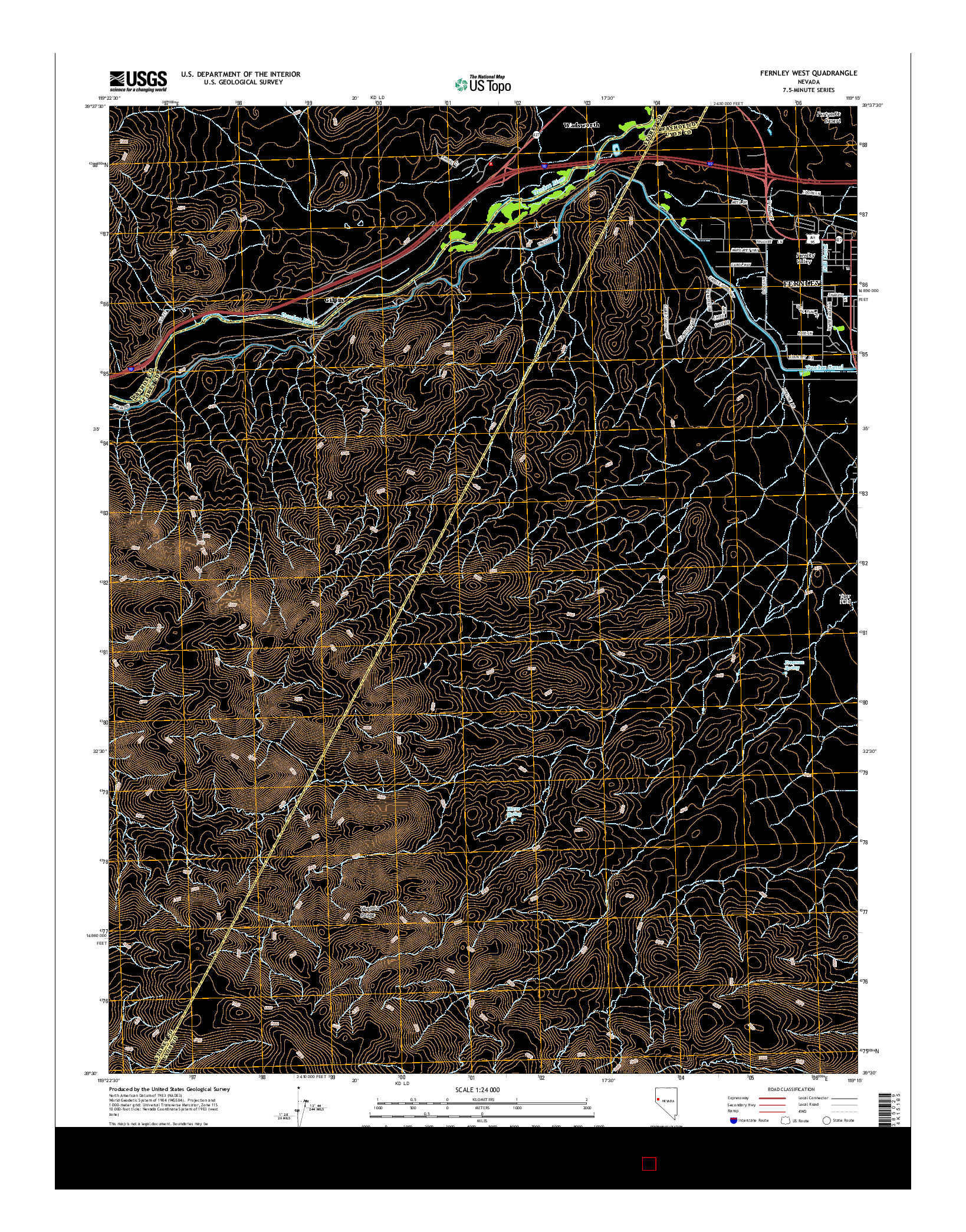 USGS US TOPO 7.5-MINUTE MAP FOR FERNLEY WEST, NV 2014