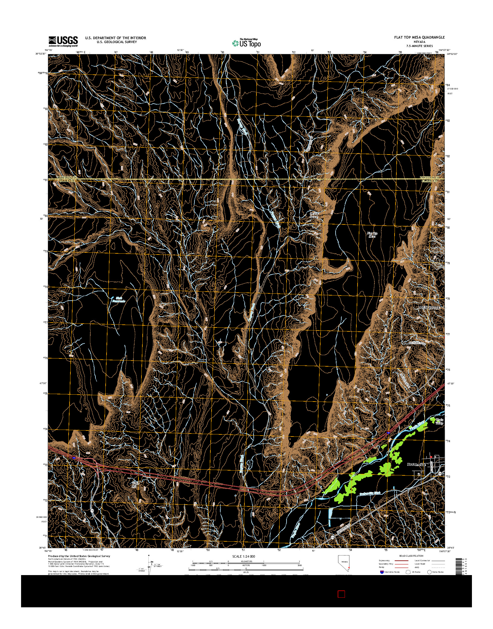 USGS US TOPO 7.5-MINUTE MAP FOR FLAT TOP MESA, NV 2014