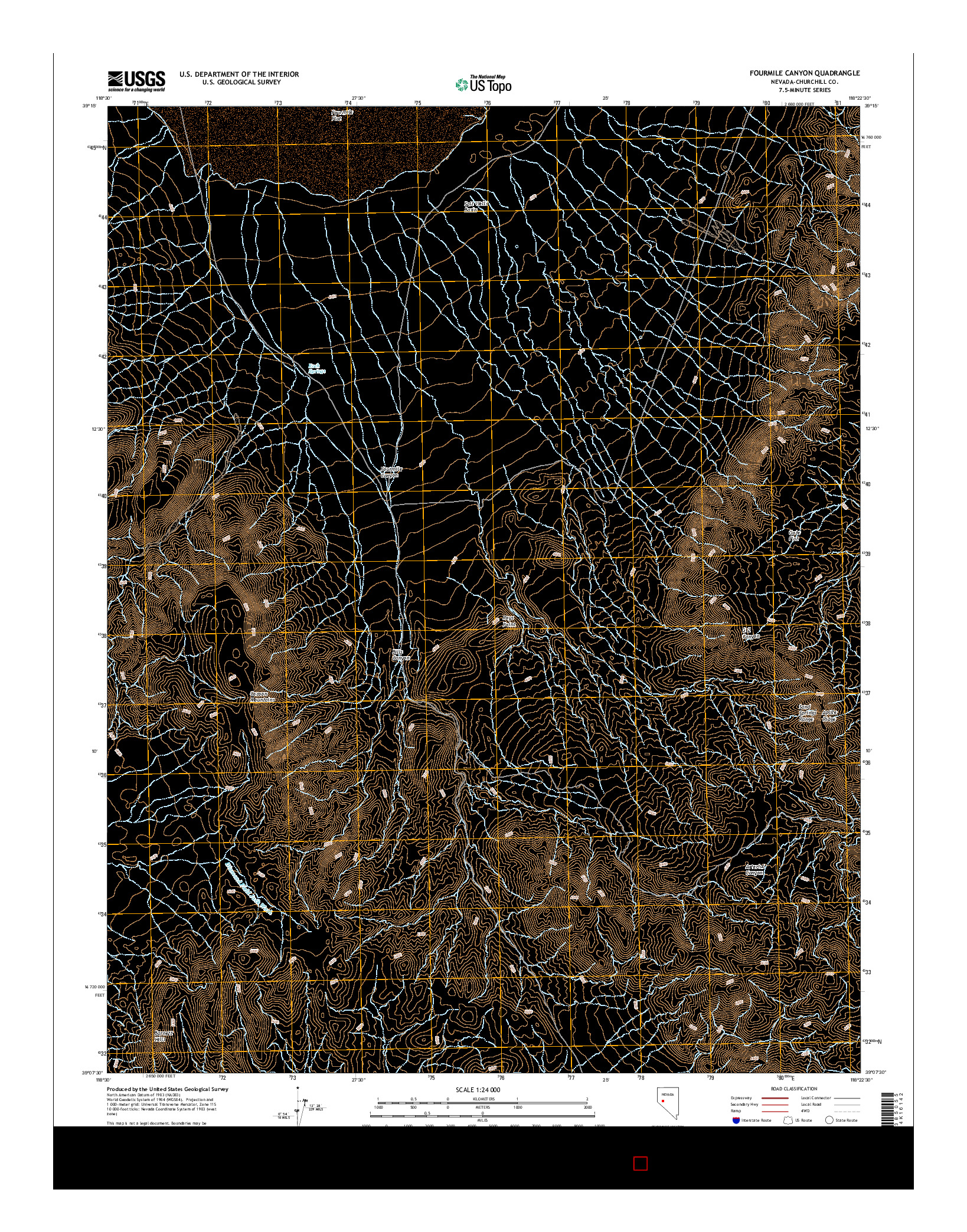 USGS US TOPO 7.5-MINUTE MAP FOR FOURMILE CANYON, NV 2014