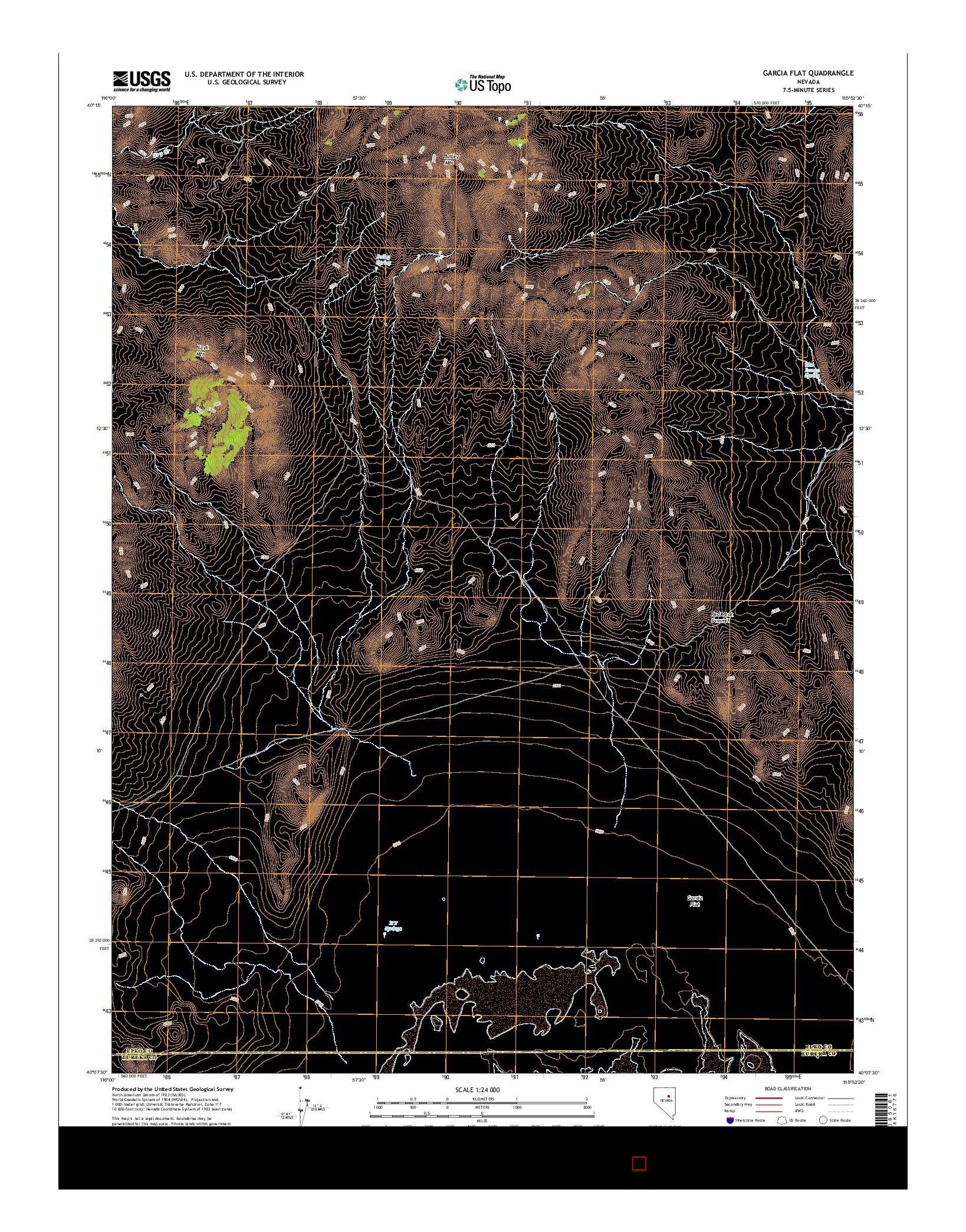 USGS US TOPO 7.5-MINUTE MAP FOR GARCIA FLAT, NV 2014