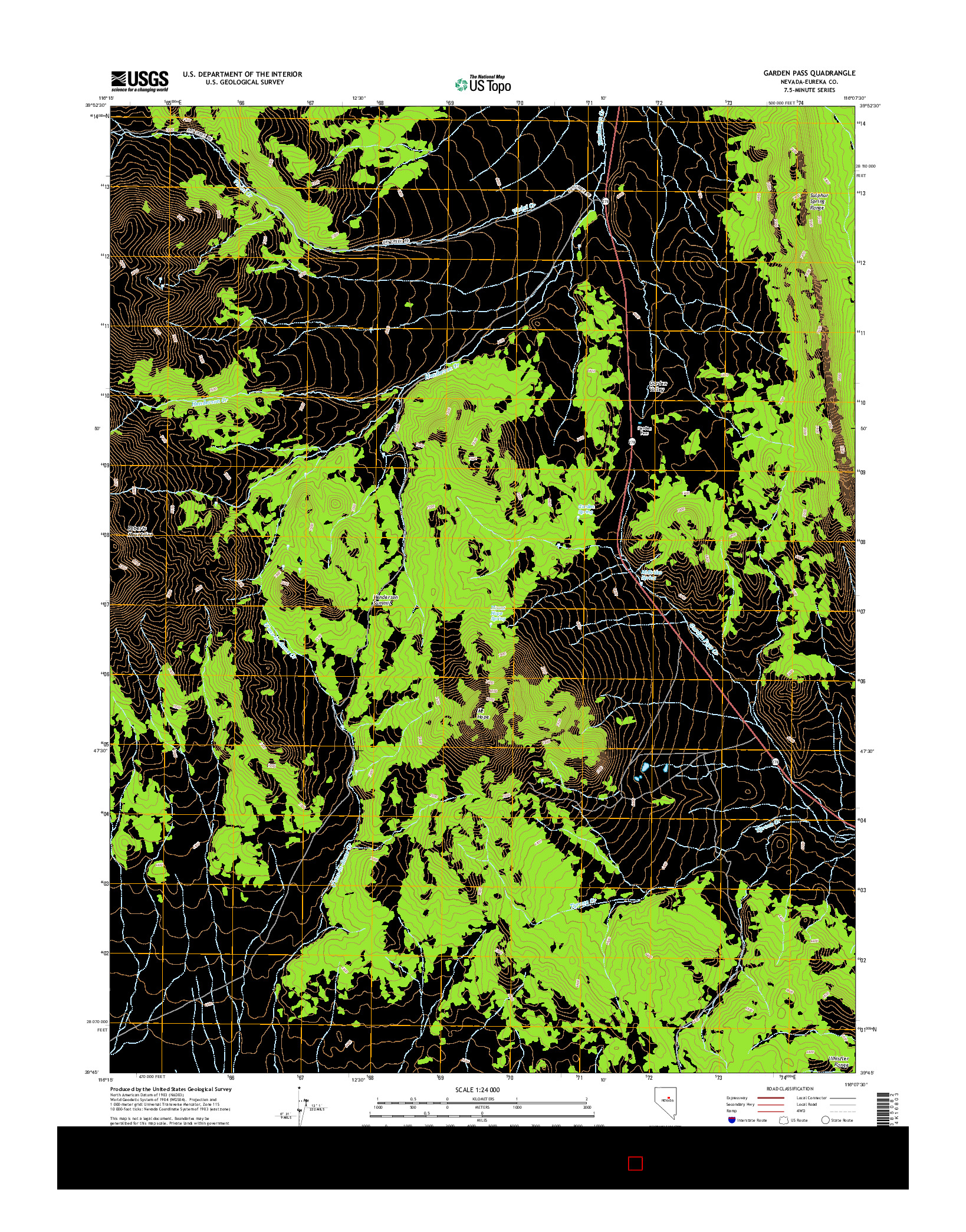 USGS US TOPO 7.5-MINUTE MAP FOR GARDEN PASS, NV 2014