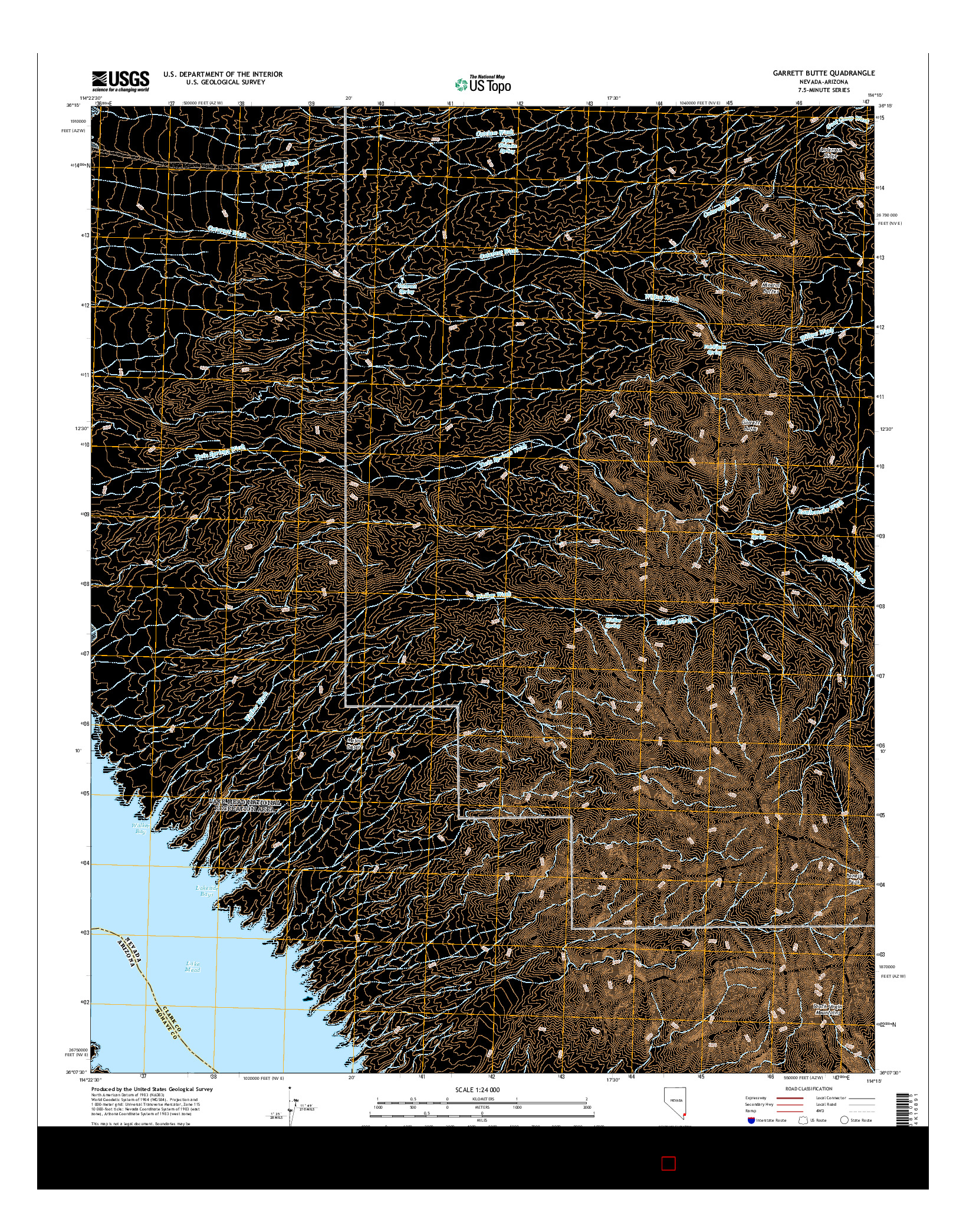 USGS US TOPO 7.5-MINUTE MAP FOR GARRETT BUTTE, NV-AZ 2014