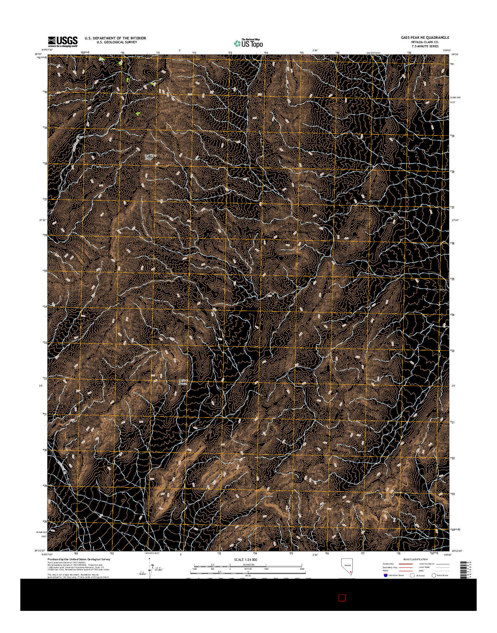 USGS US TOPO 7.5-MINUTE MAP FOR GASS PEAK NE, NV 2014