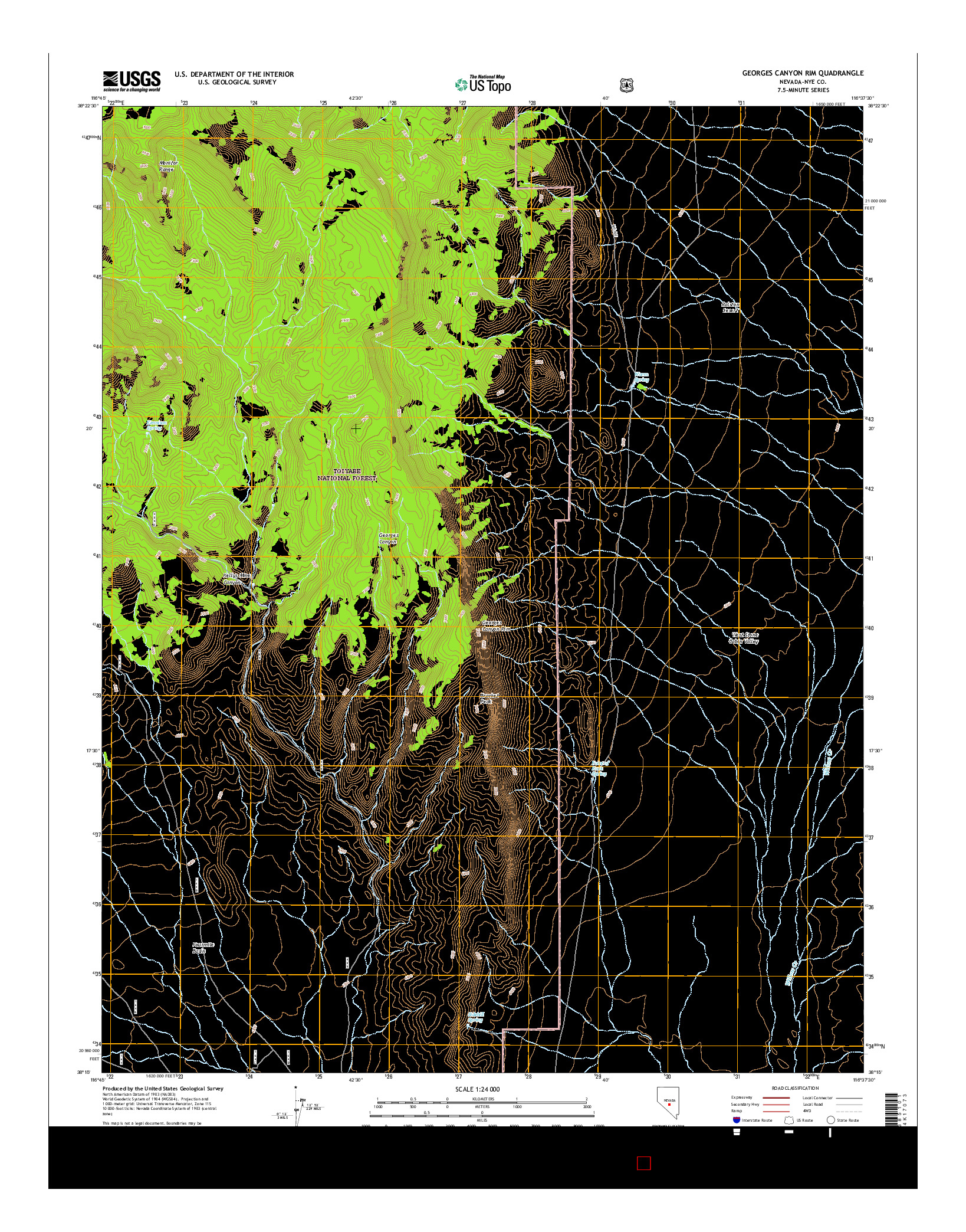 USGS US TOPO 7.5-MINUTE MAP FOR GEORGES CANYON RIM, NV 2014