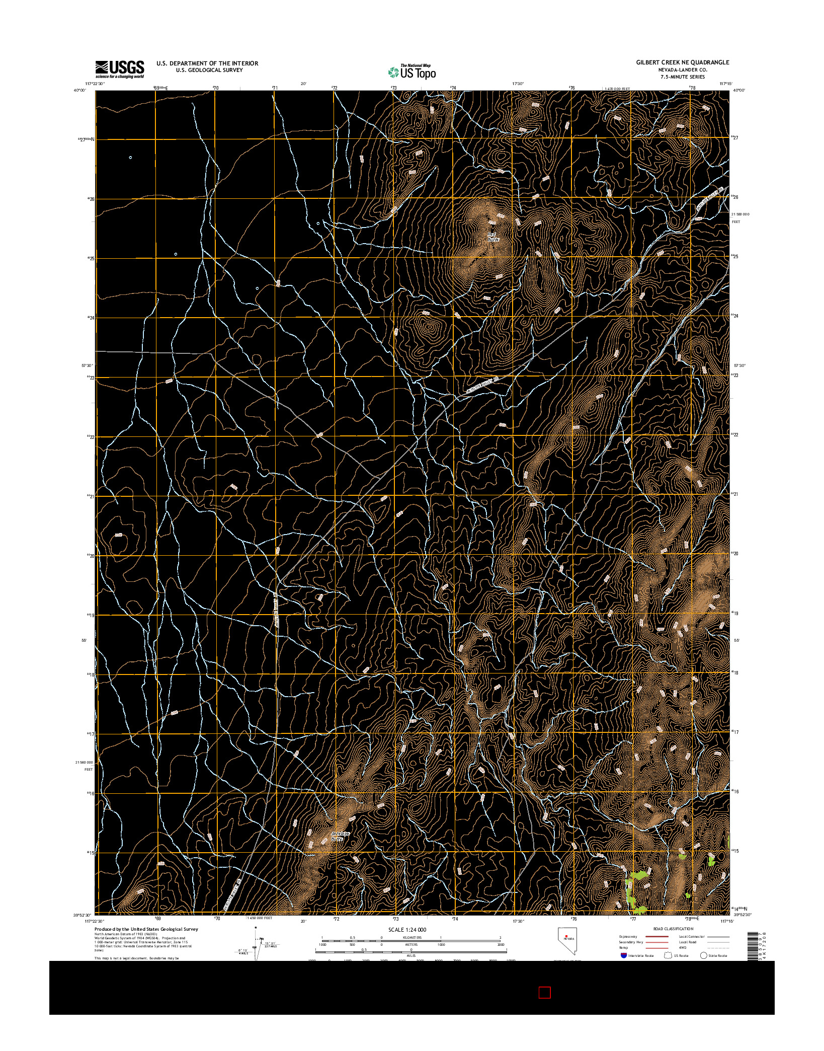 USGS US TOPO 7.5-MINUTE MAP FOR GILBERT CREEK NE, NV 2014