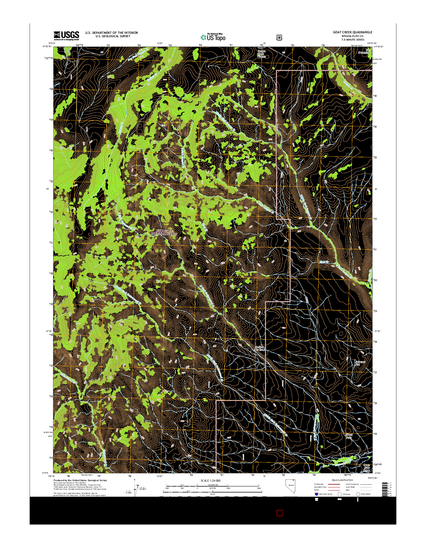 USGS US TOPO 7.5-MINUTE MAP FOR GOAT CREEK, NV 2014