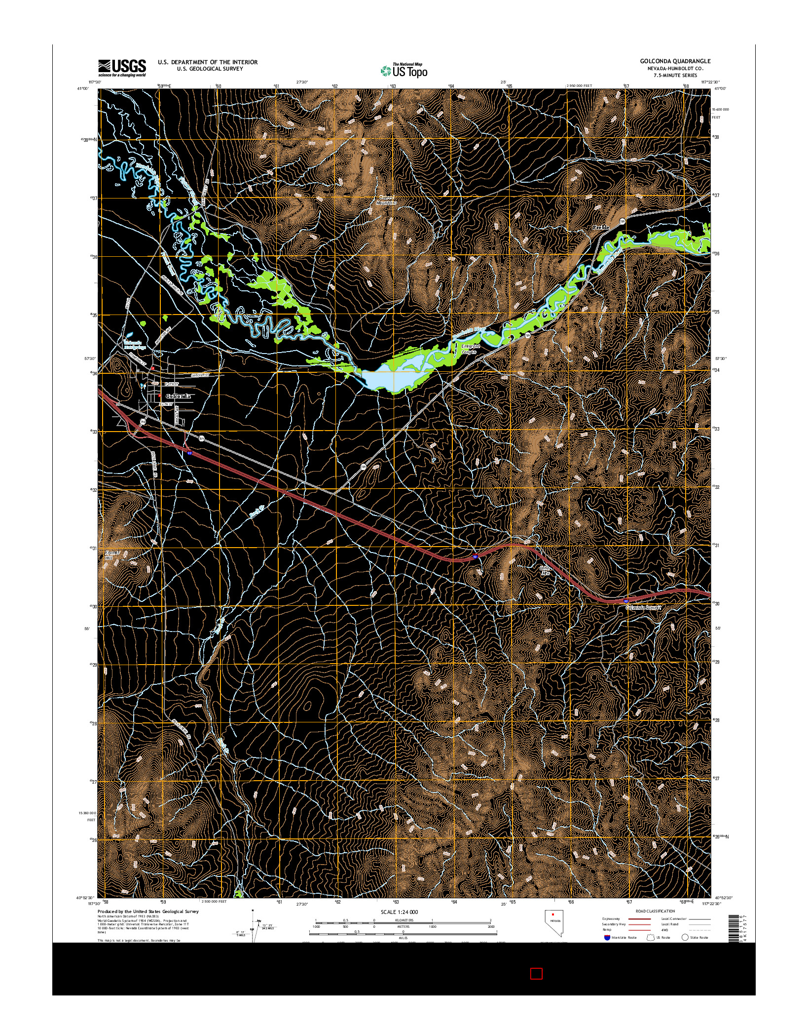 USGS US TOPO 7.5-MINUTE MAP FOR GOLCONDA, NV 2014