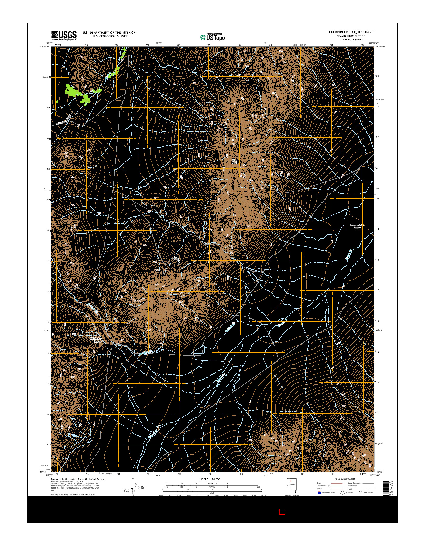USGS US TOPO 7.5-MINUTE MAP FOR GOLDRUN CREEK, NV 2014