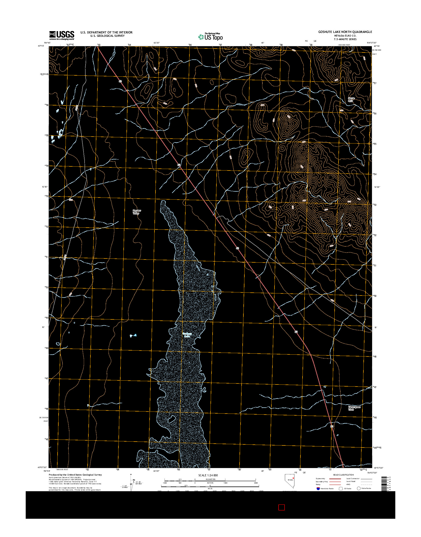 USGS US TOPO 7.5-MINUTE MAP FOR GOSHUTE LAKE NORTH, NV 2014