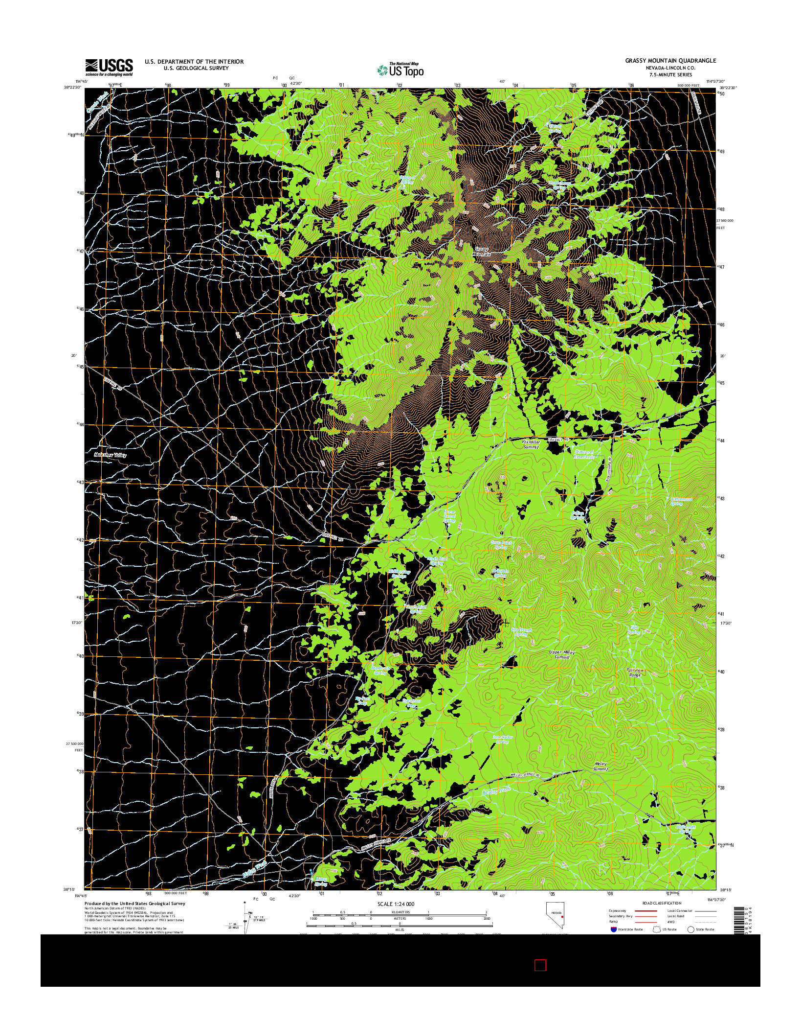 USGS US TOPO 7.5-MINUTE MAP FOR GRASSY MOUNTAIN, NV 2014
