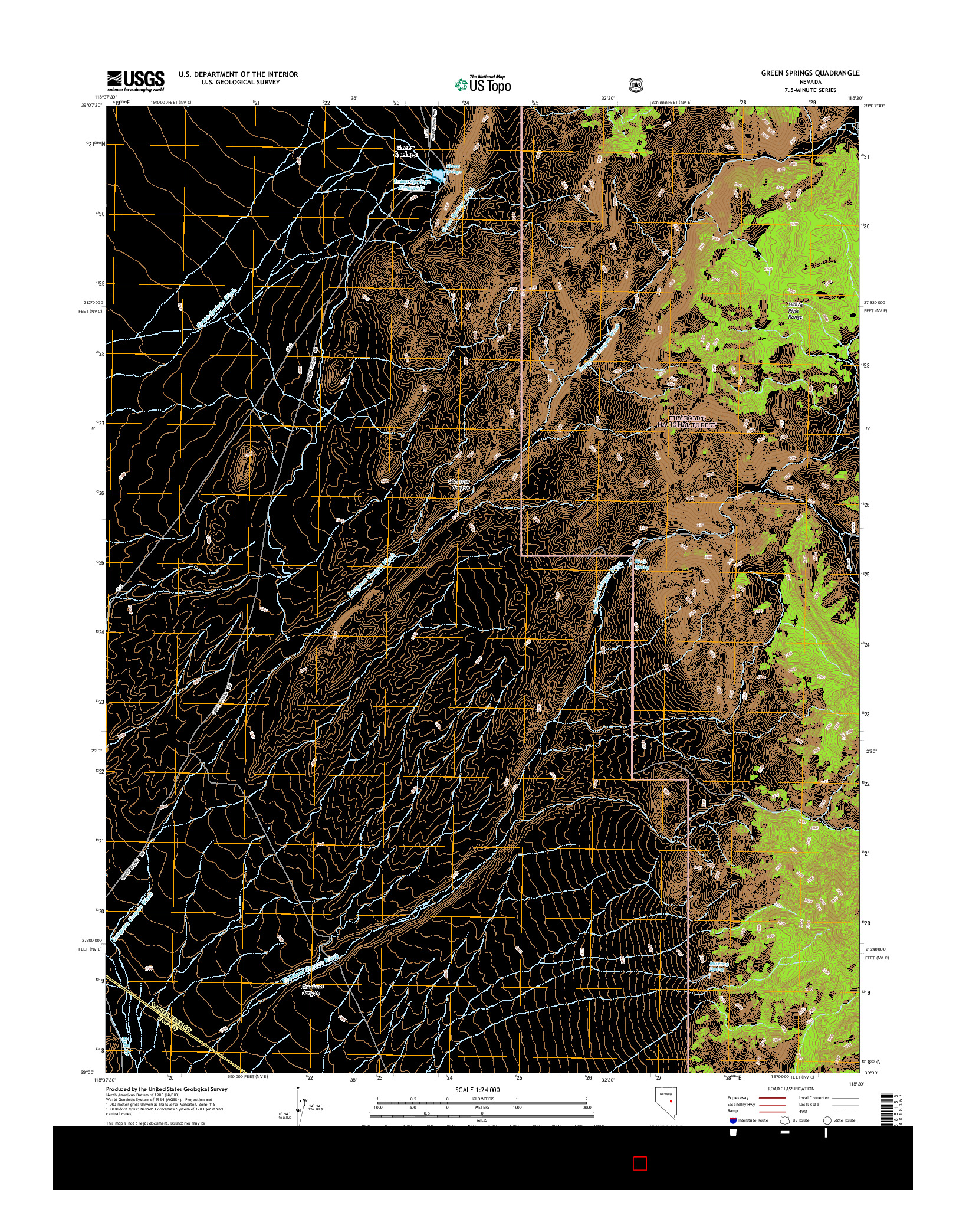 USGS US TOPO 7.5-MINUTE MAP FOR GREEN SPRINGS, NV 2014