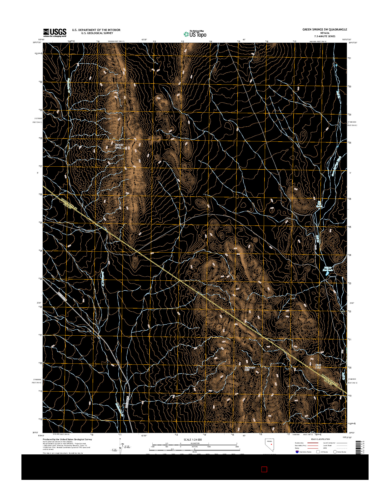 USGS US TOPO 7.5-MINUTE MAP FOR GREEN SPRINGS SW, NV 2014