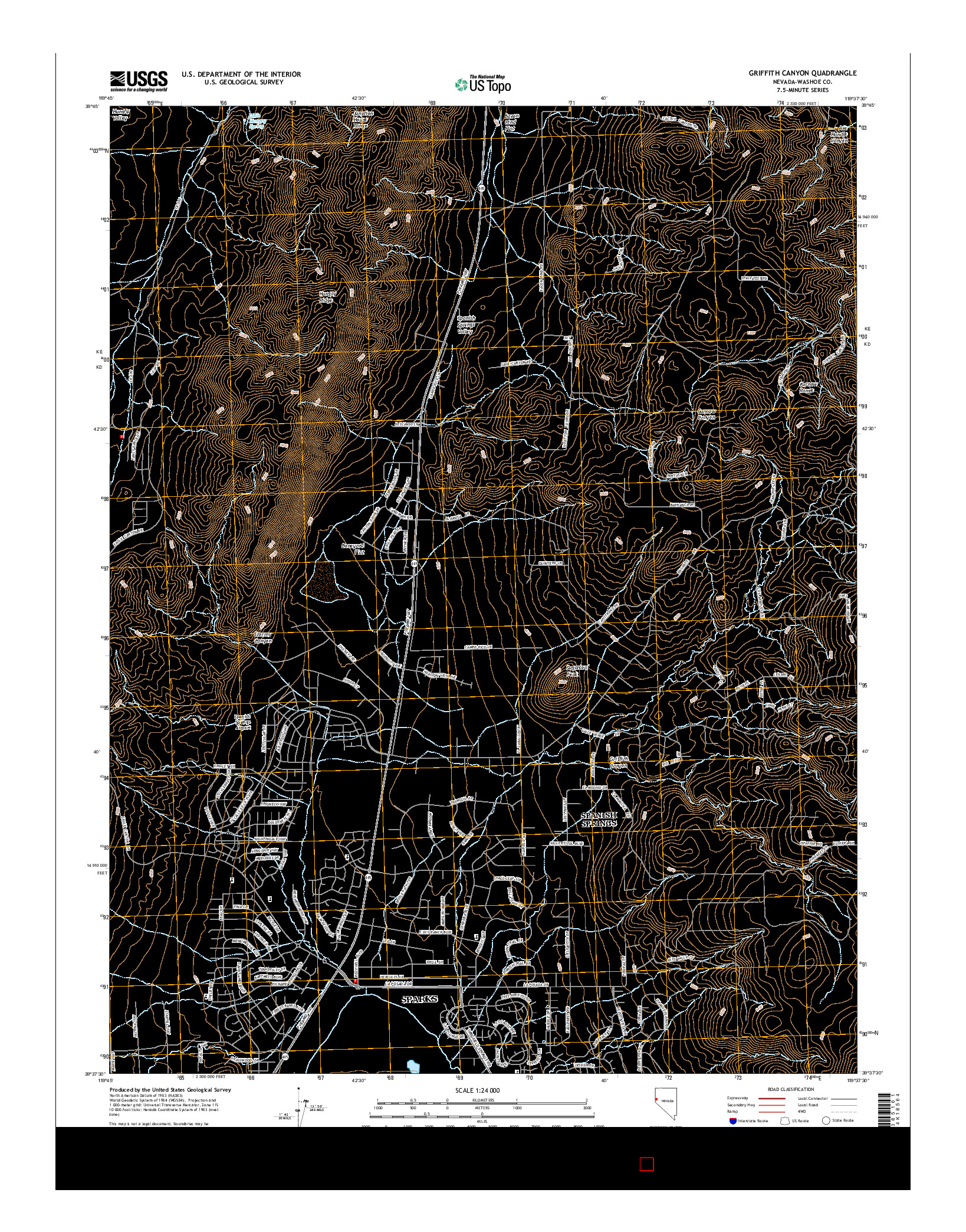 USGS US TOPO 7.5-MINUTE MAP FOR GRIFFITH CANYON, NV 2014