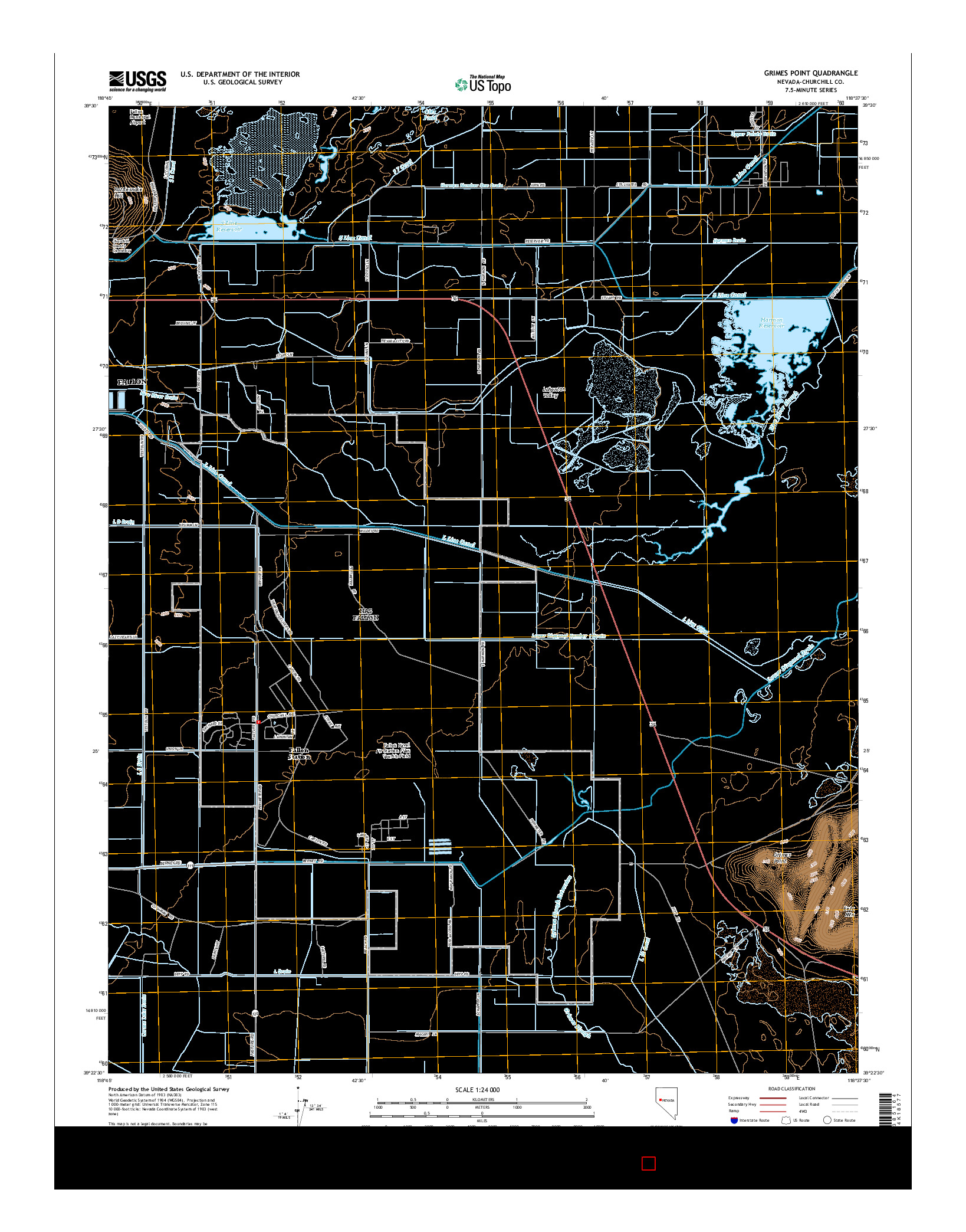 USGS US TOPO 7.5-MINUTE MAP FOR GRIMES POINT, NV 2014