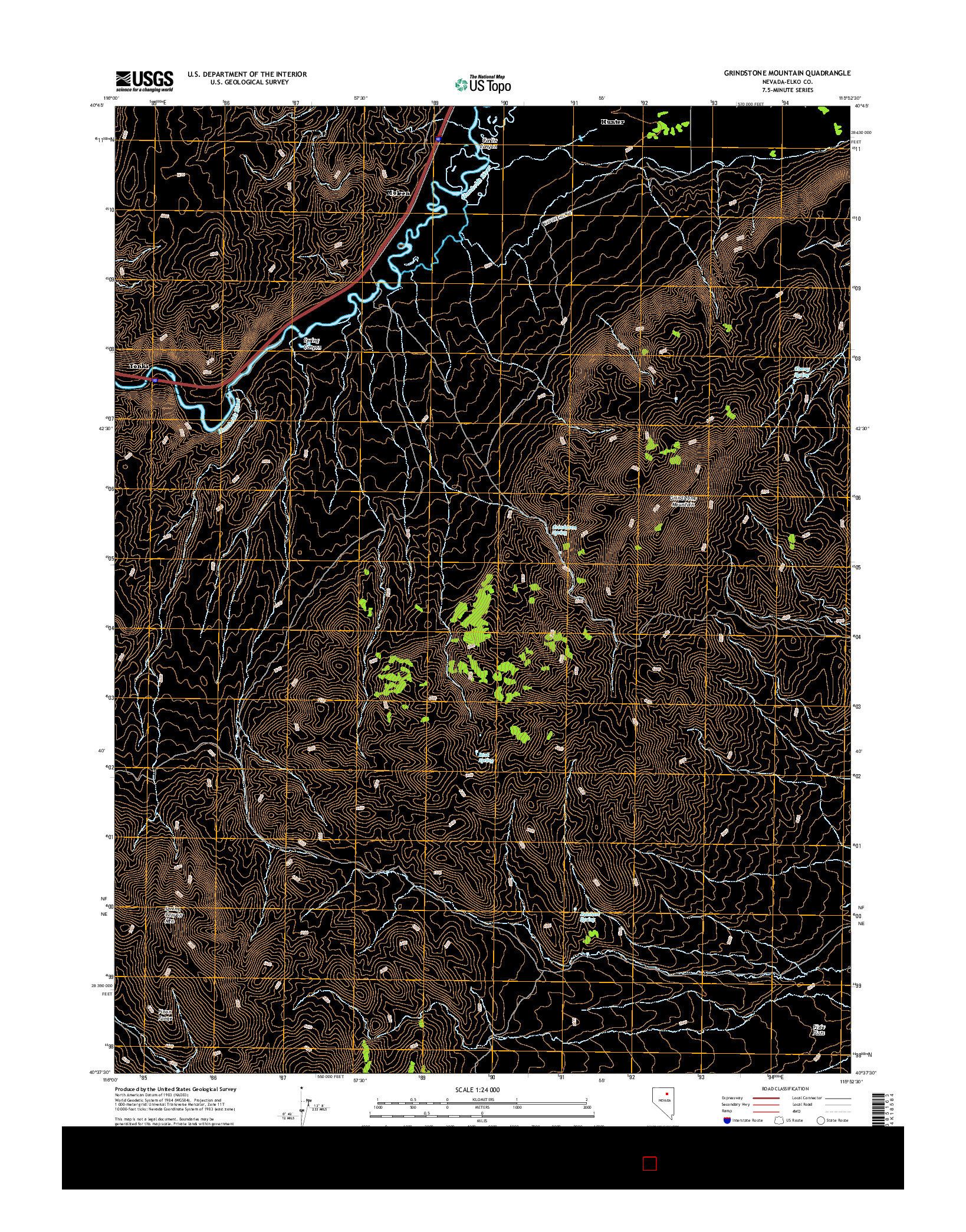 USGS US TOPO 7.5-MINUTE MAP FOR GRINDSTONE MOUNTAIN, NV 2014