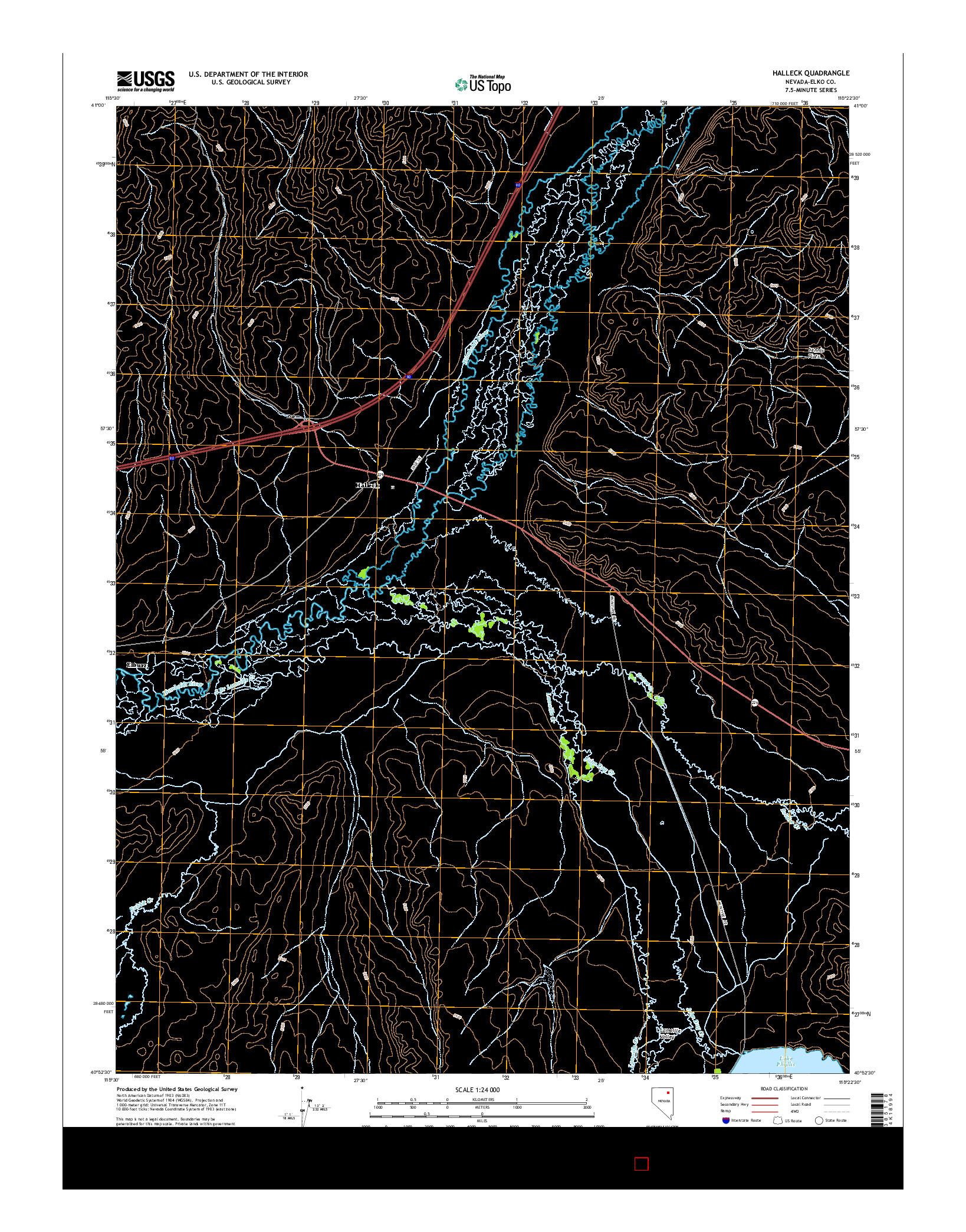 USGS US TOPO 7.5-MINUTE MAP FOR HALLECK, NV 2014