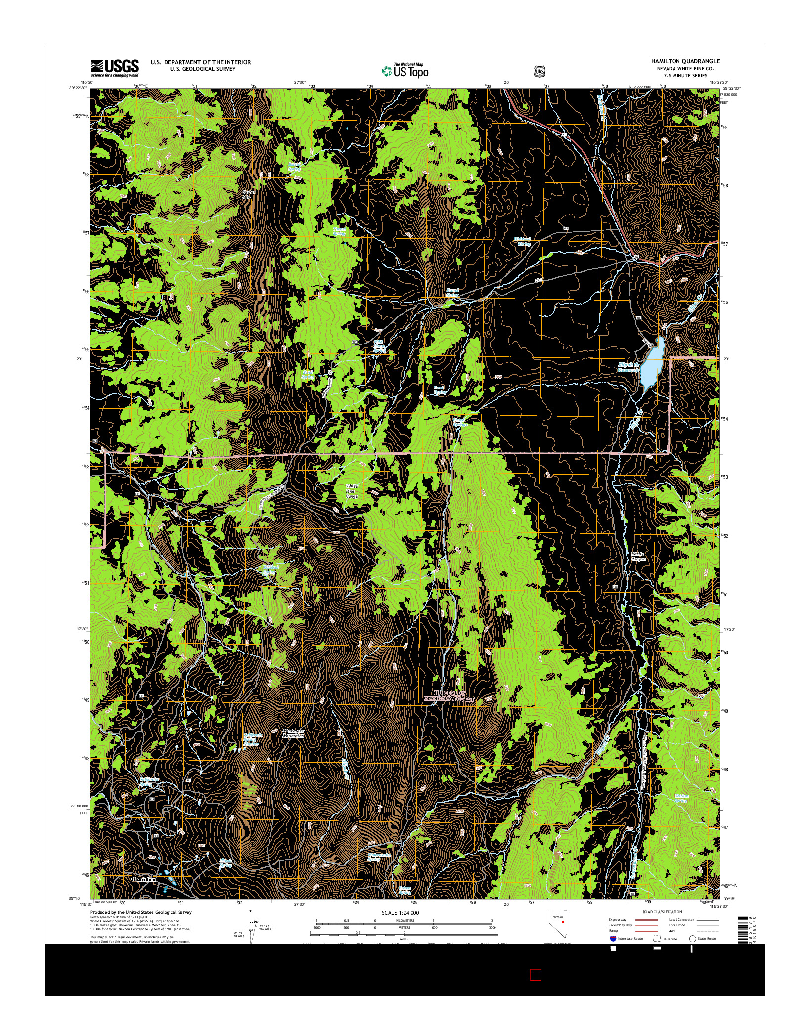 USGS US TOPO 7.5-MINUTE MAP FOR HAMILTON, NV 2014