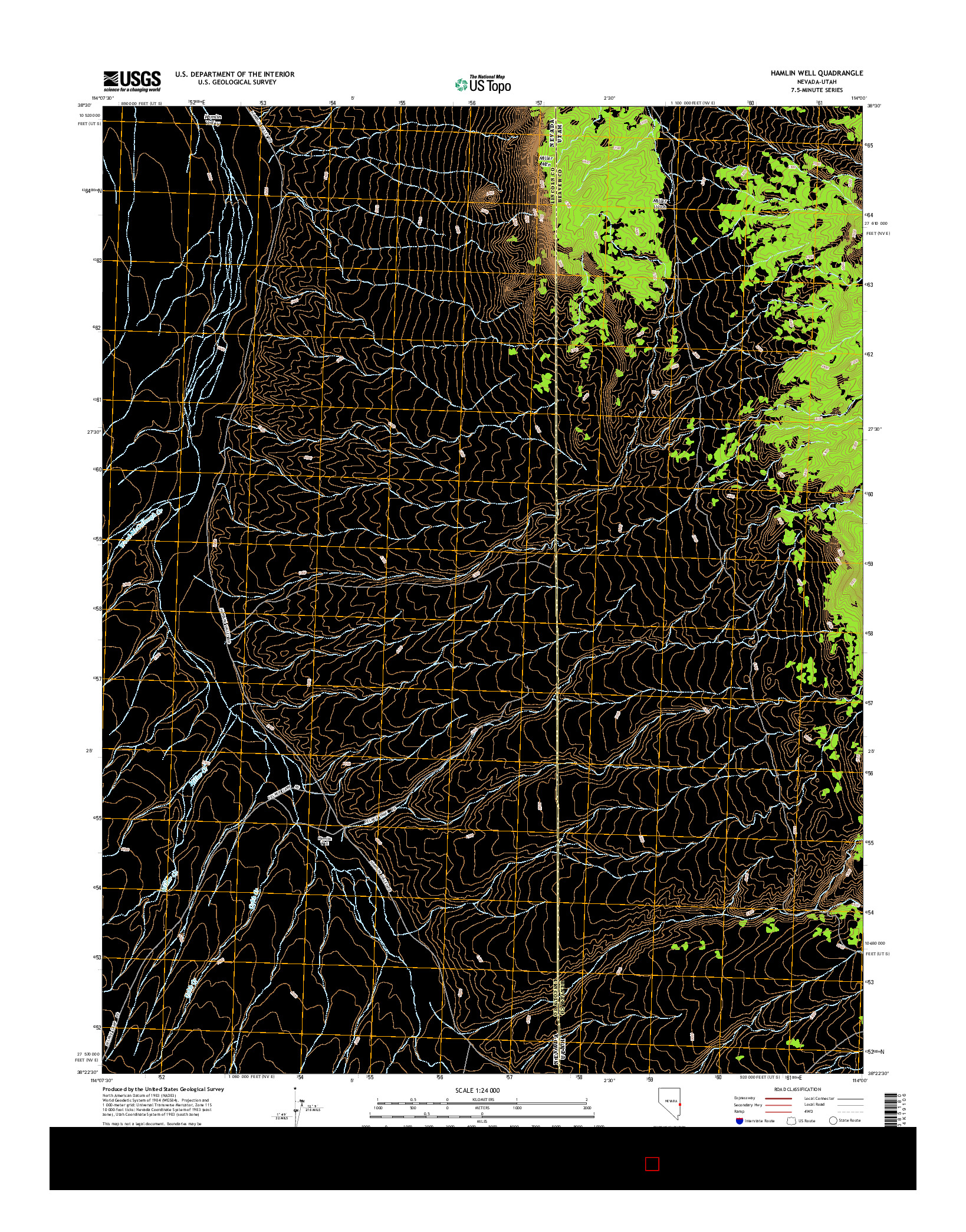 USGS US TOPO 7.5-MINUTE MAP FOR HAMLIN WELL, NV-UT 2014