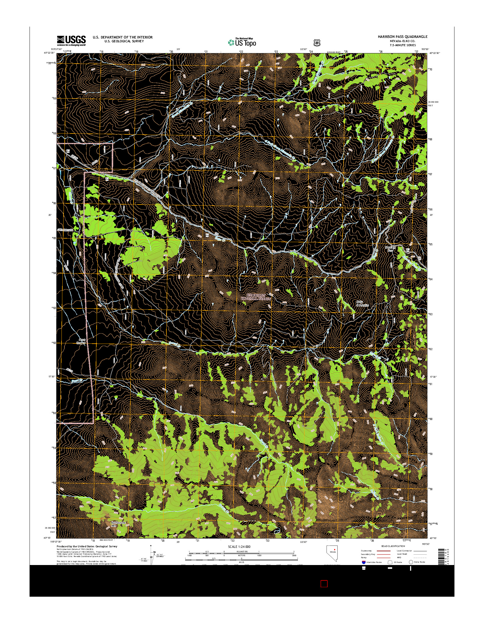USGS US TOPO 7.5-MINUTE MAP FOR HARRISON PASS, NV 2014