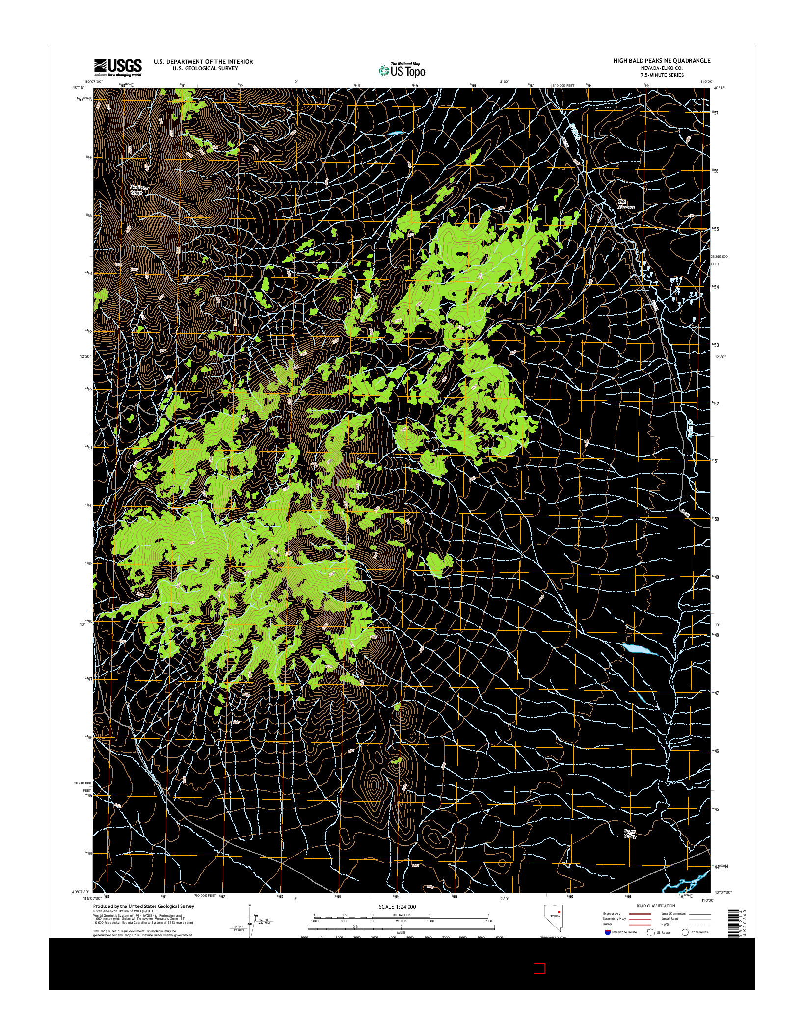 USGS US TOPO 7.5-MINUTE MAP FOR HIGH BALD PEAKS NE, NV 2014